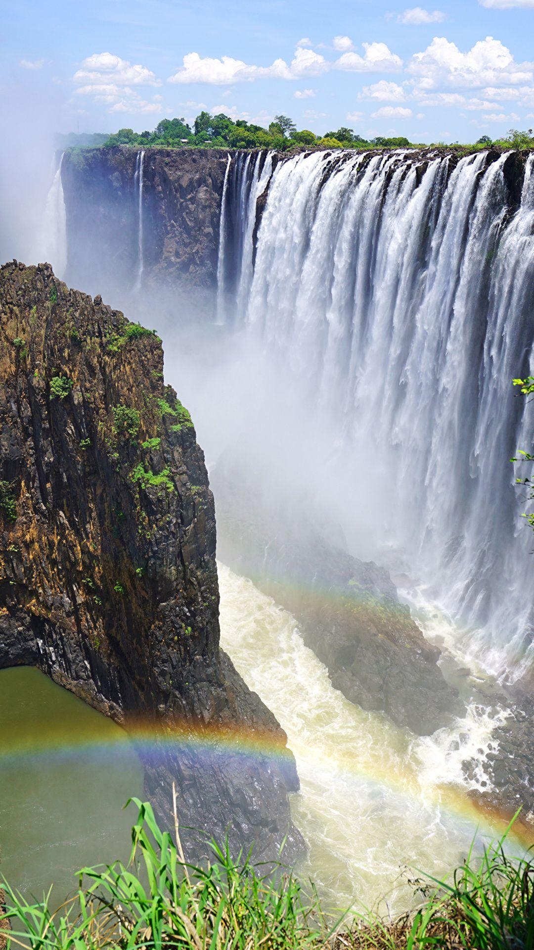 Regenbogen, Falls, Zambia, Natur, Klippe, 1080x1920 Full HD Handy