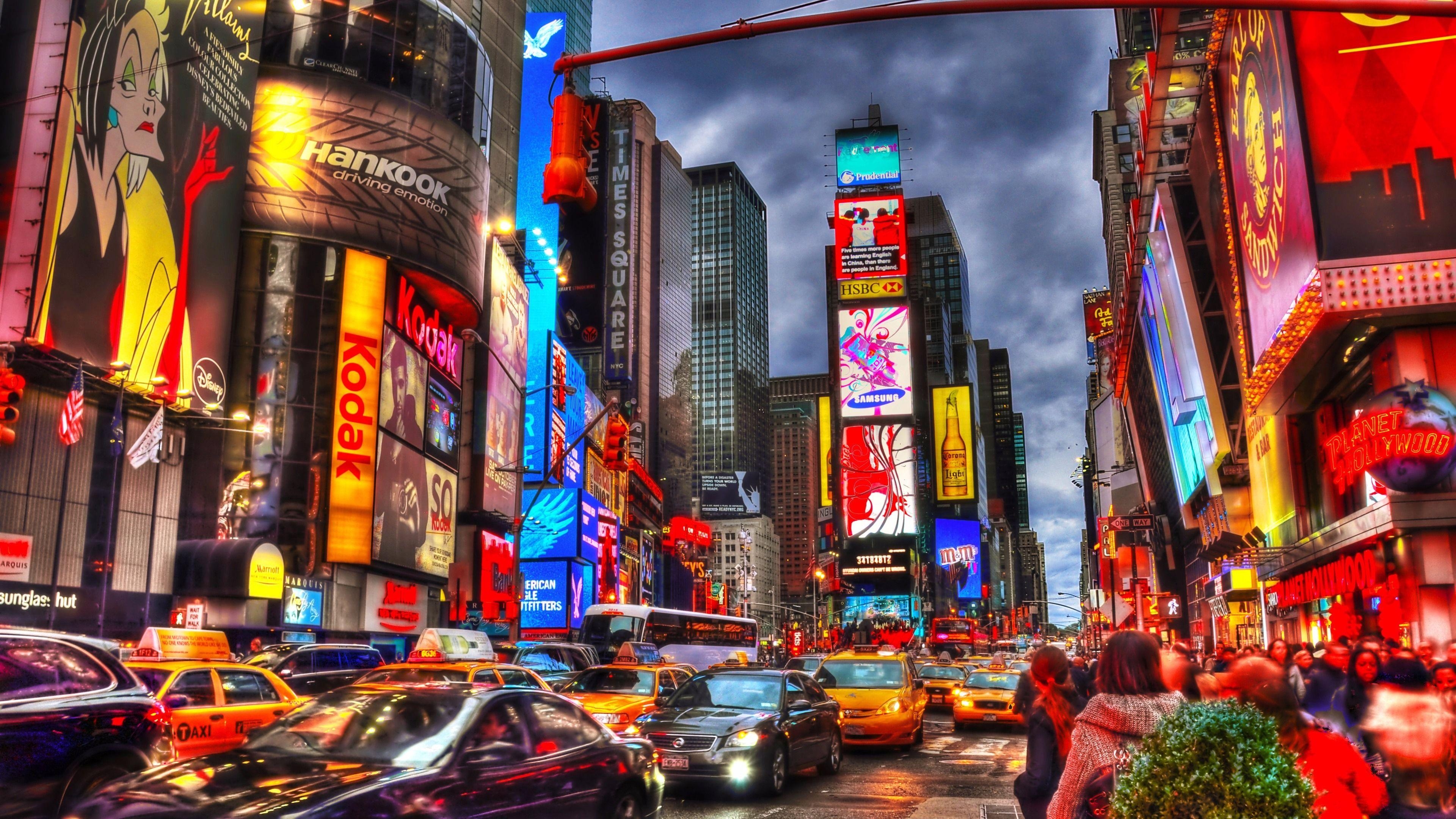 Times Square, Reisen, HD Bild, Nacht, Hintergrund, 3840x2160 4K Desktop