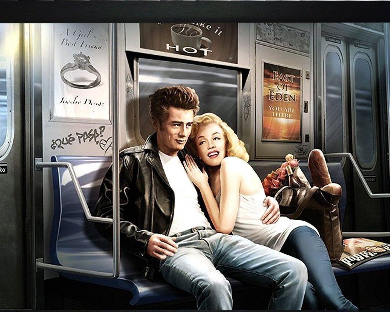 James Dean, Marilyn Monroe, Filmstars, Hollywood, Klassiker, 1280x1030 HD Desktop