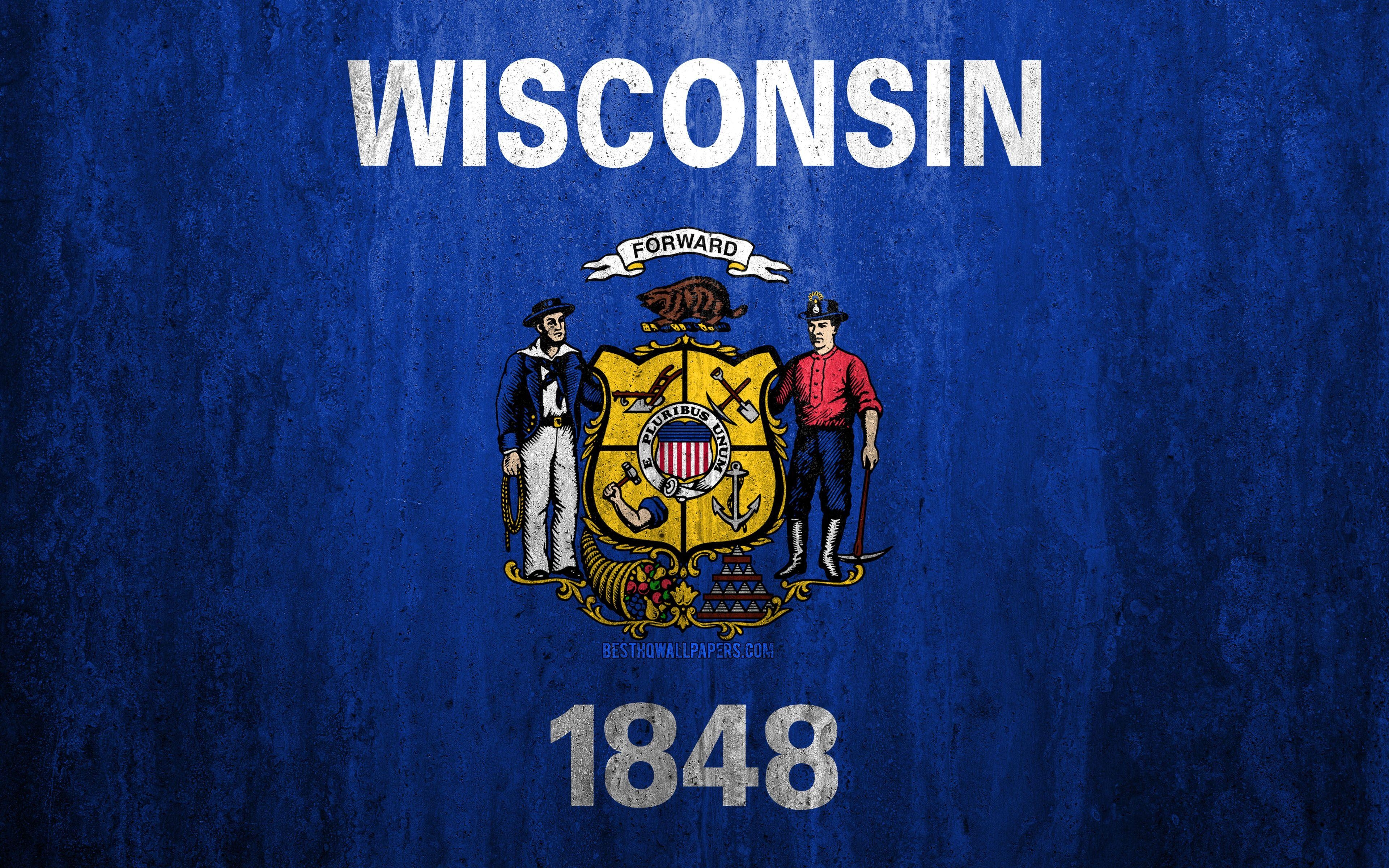 Flagge Wisconsin, 4K, Stein, Background, Download, 3840x2400 4K Desktop