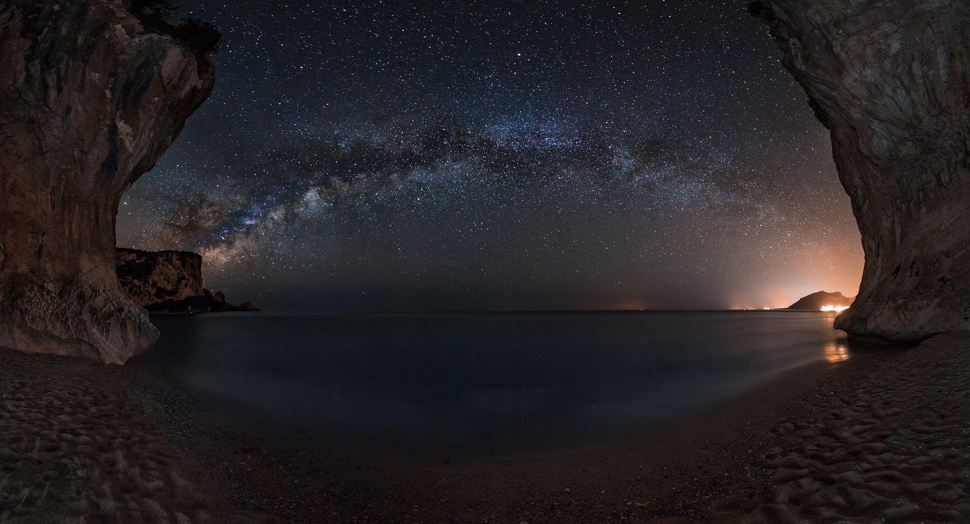 Landschaft, Natur, Sternennacht, Milchstraße, Strand, 2000x1080 HD Desktop