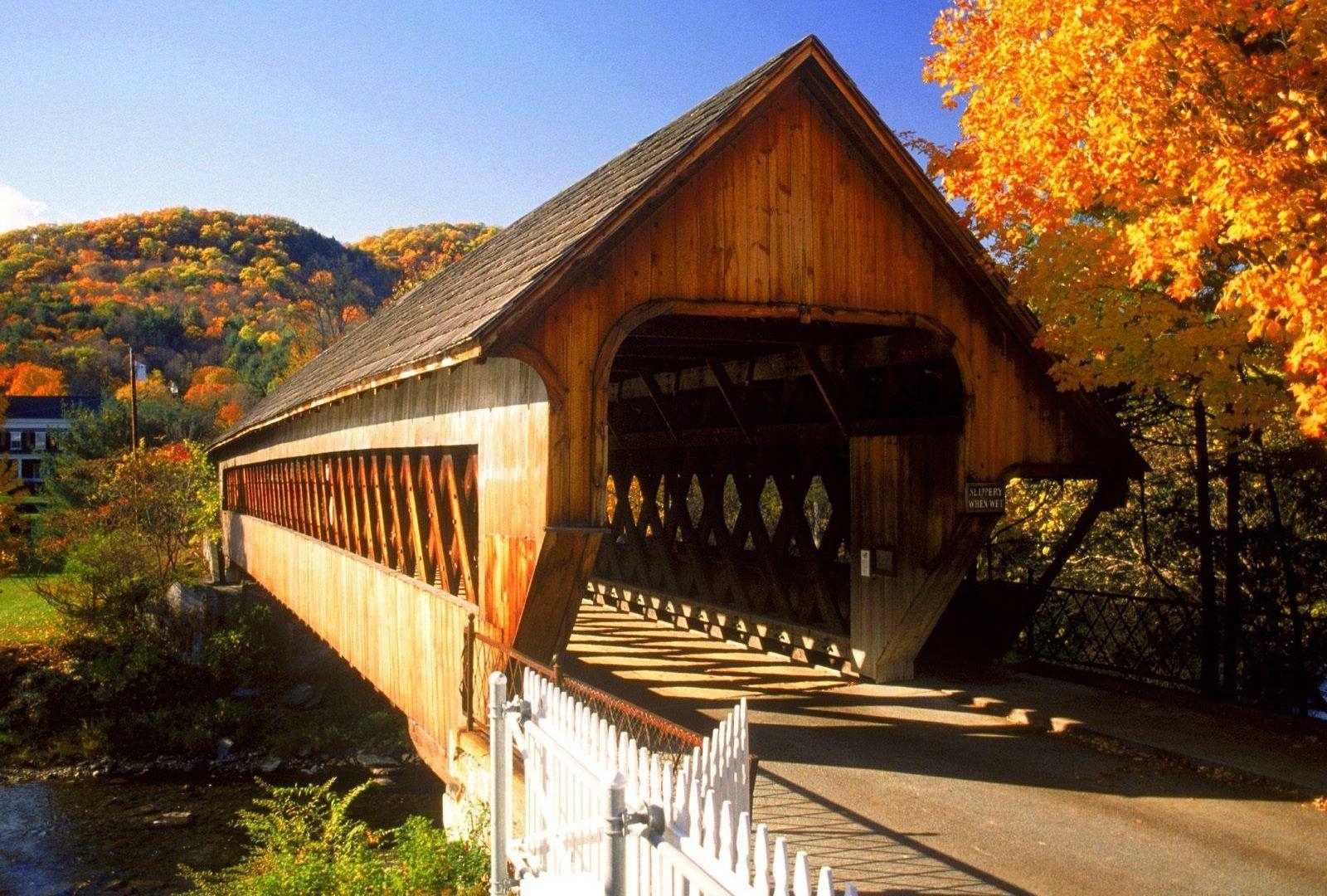 Brücken, Holzbrücke, Woodstock, Vermont, HD-Bild, 1600x1080 HD Desktop