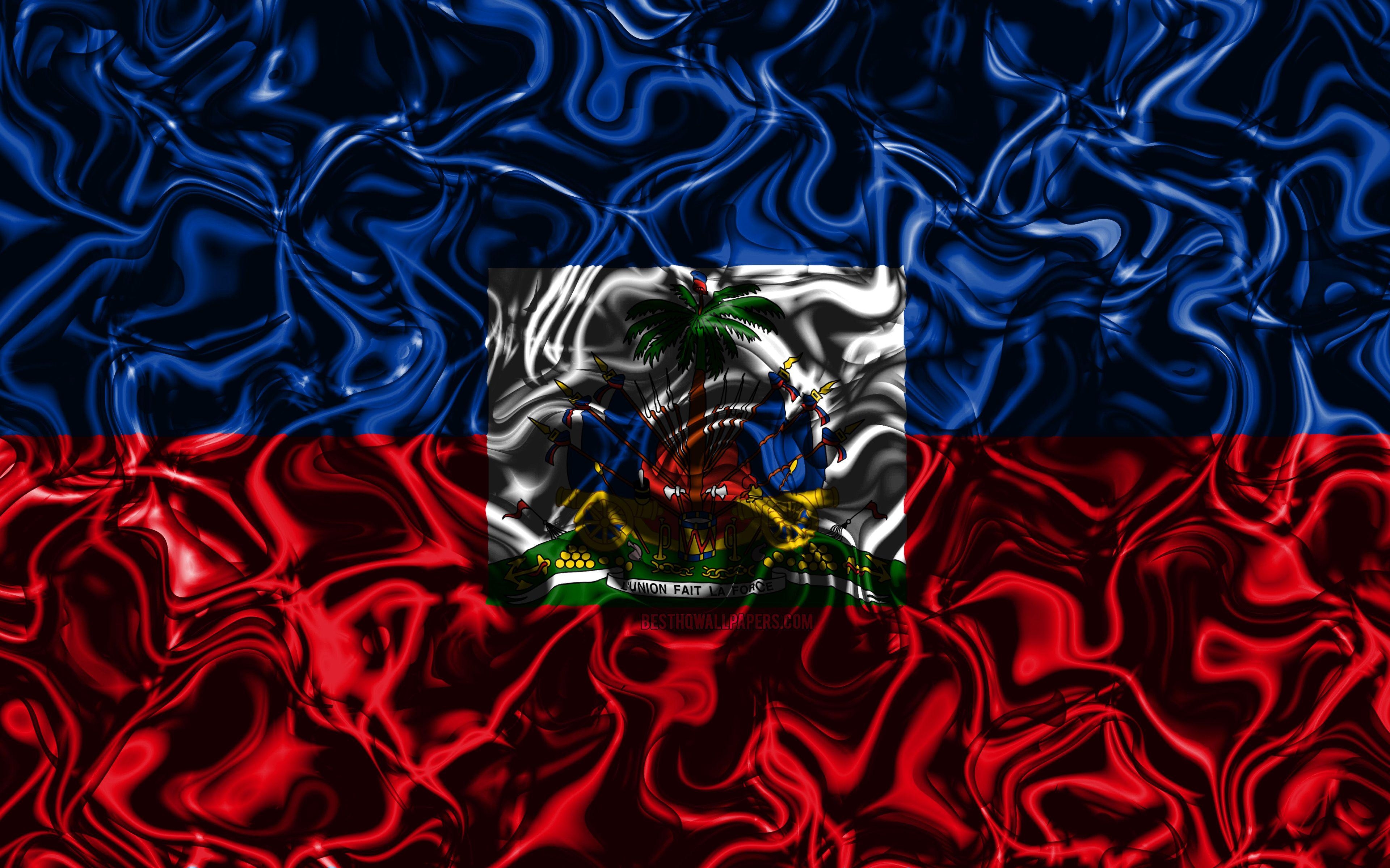 Flagge Haiti, abstrakter Rauch, Download, 3840x2400 4K Desktop