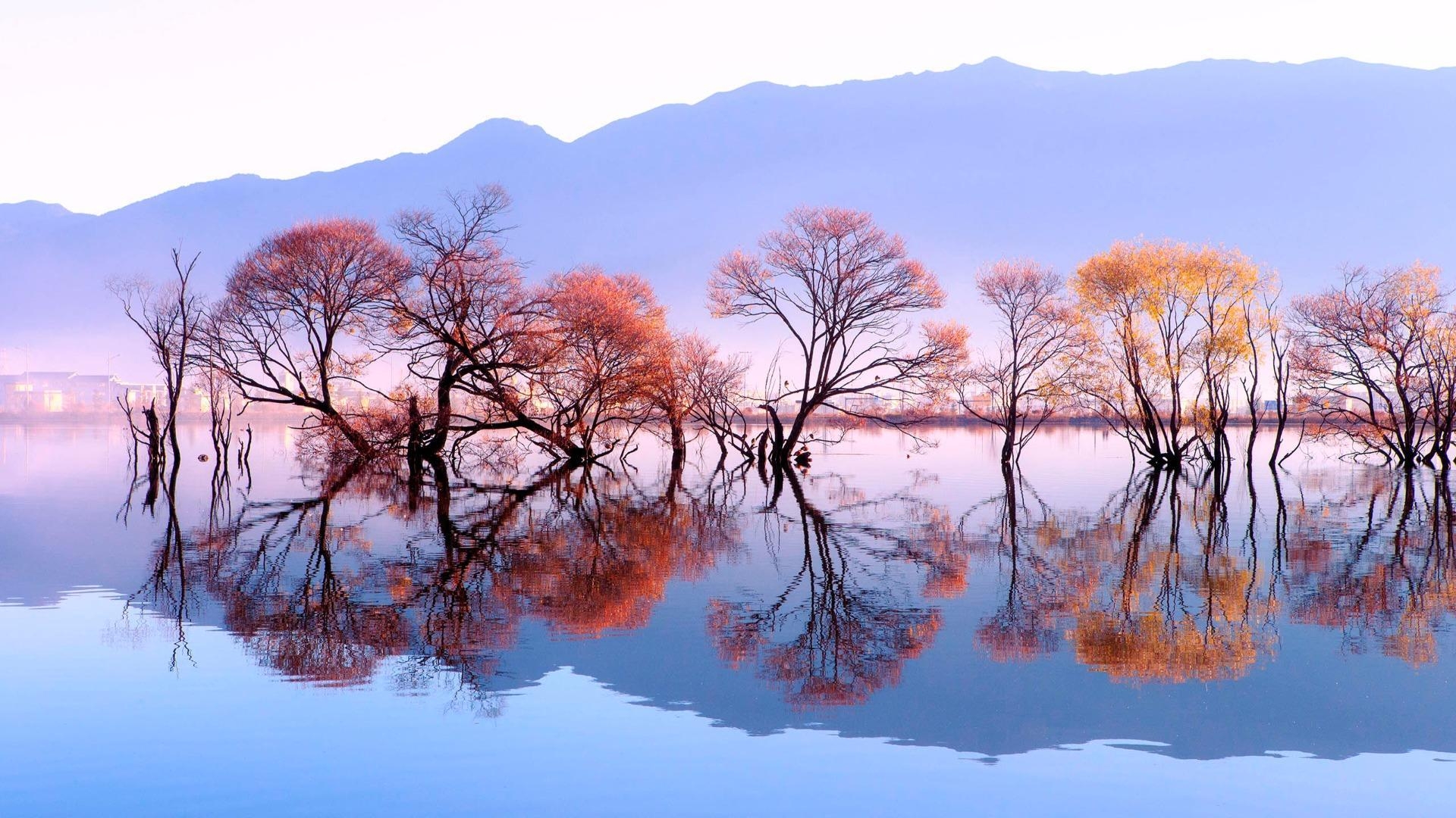 Huanglong Teich, Reflexion, Heqing, China, Landschaft, 1920x1080 Full HD Desktop