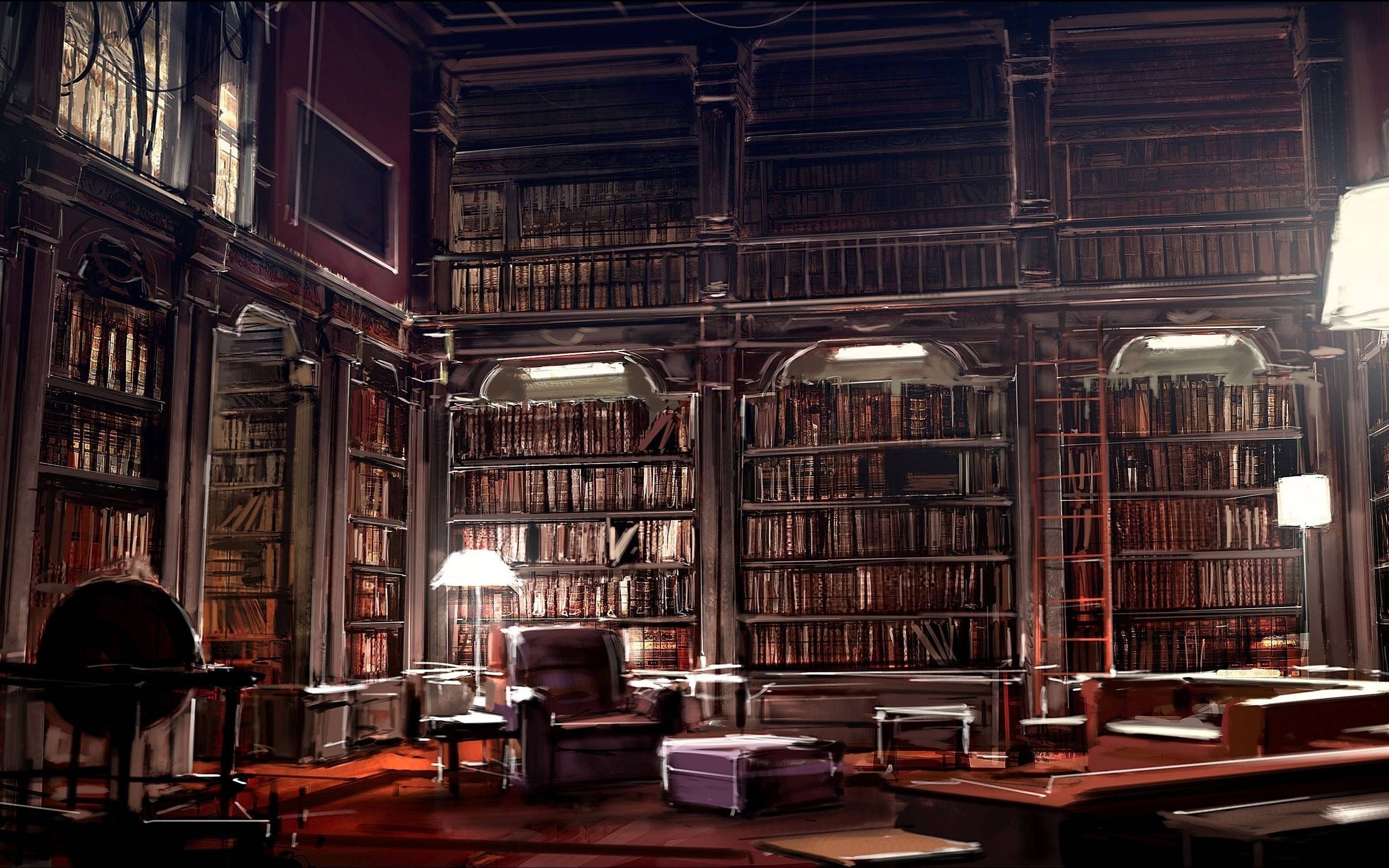 Bibliothek, Hintergrund, Bücher, Leseraum, Literatur, 2560x1600 HD Desktop