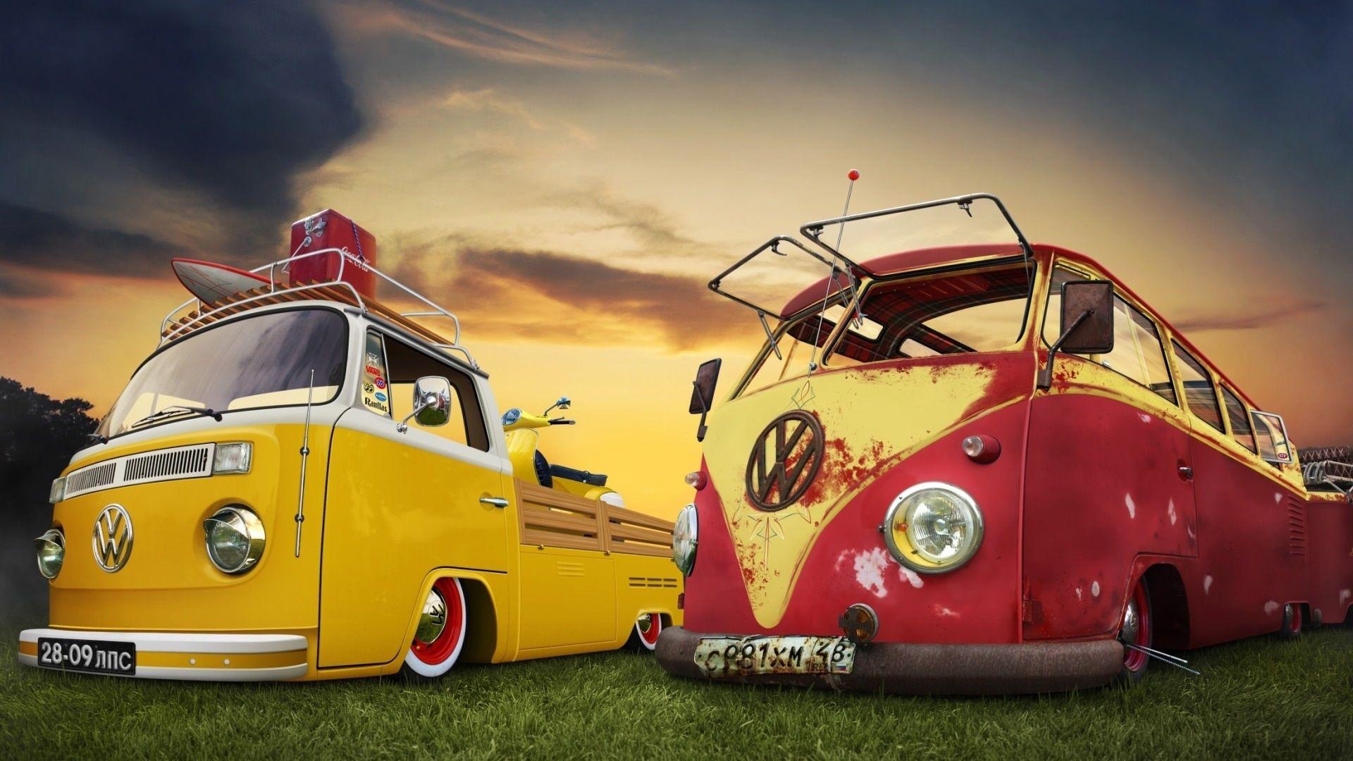 VW Typ 2, HD, Fahrzeug, Retro, Kombi, 1920x1080 Full HD Desktop