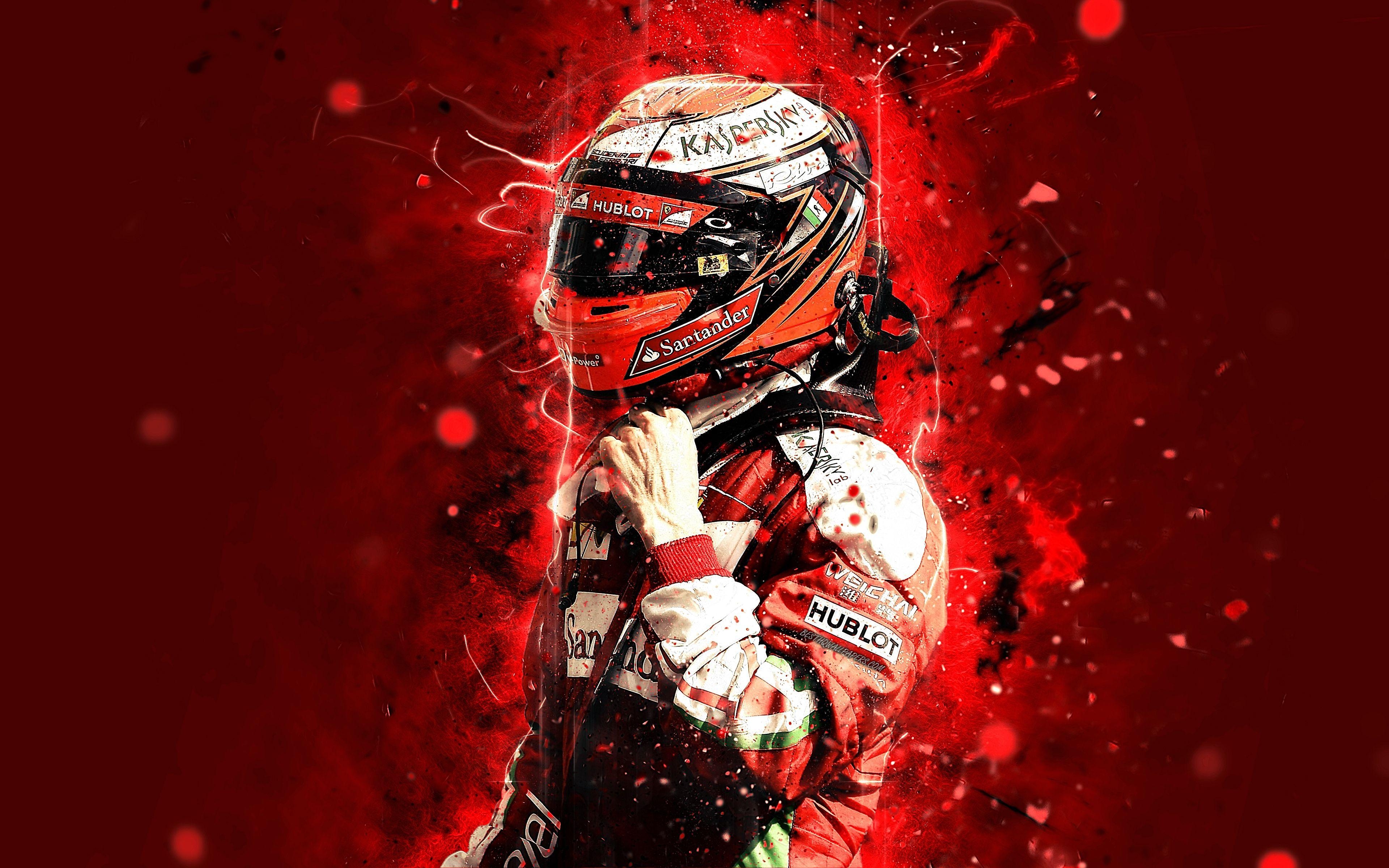 Kimi Räikkönen, 4K, Kunst, Formel 1, Ferrari, 3840x2400 4K Desktop