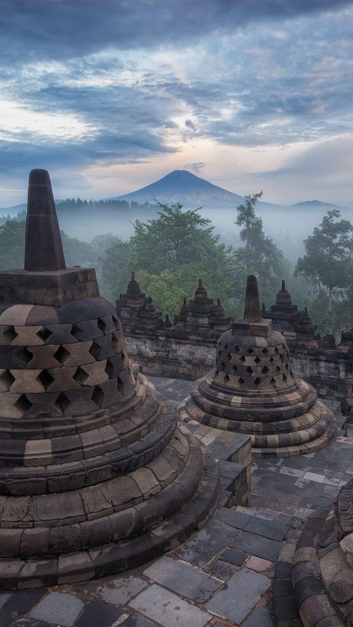 Borobudur, Tempel, Indonesien, Hintergrund, Buddhismus, 720x1280 HD Handy