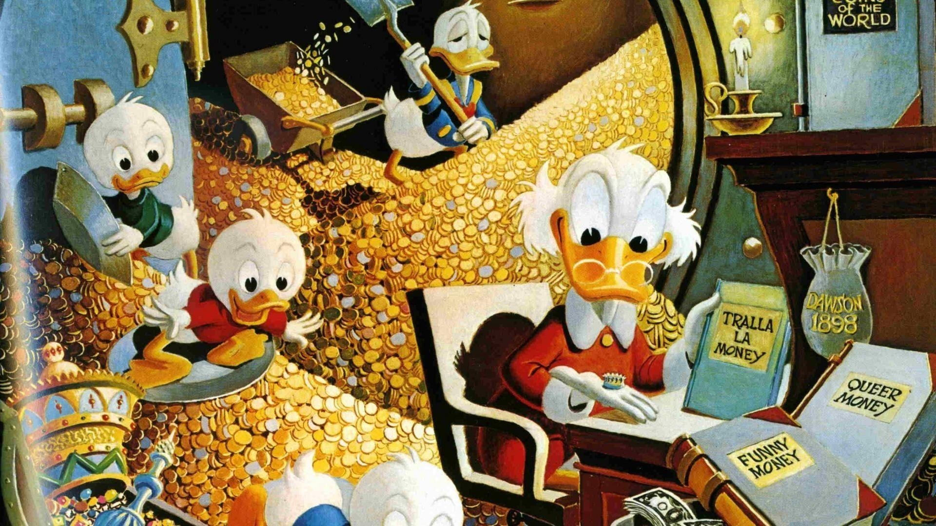 Scrooge McDuck, Entenhausen, Cartoon-Figur, Disney, Lustiger Onkel, 1920x1080 Full HD Desktop