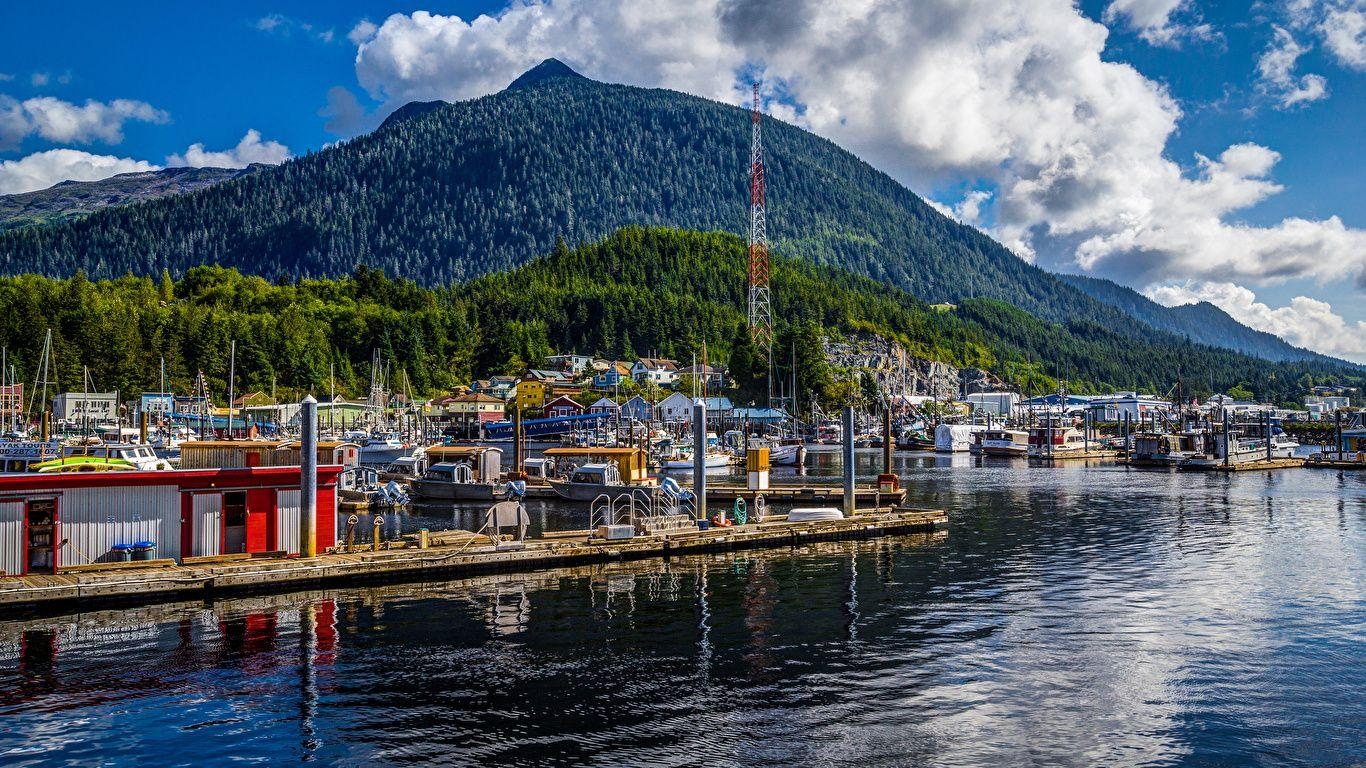 Alaska, Städte, Ketchikan, Pier, Gebäude, 1370x770 HD Desktop