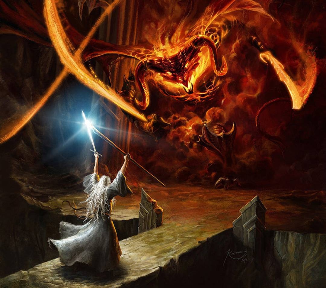 Gandalf, Balrog, Kampf, Hintergrund, Bild, 1080x960 HD Desktop