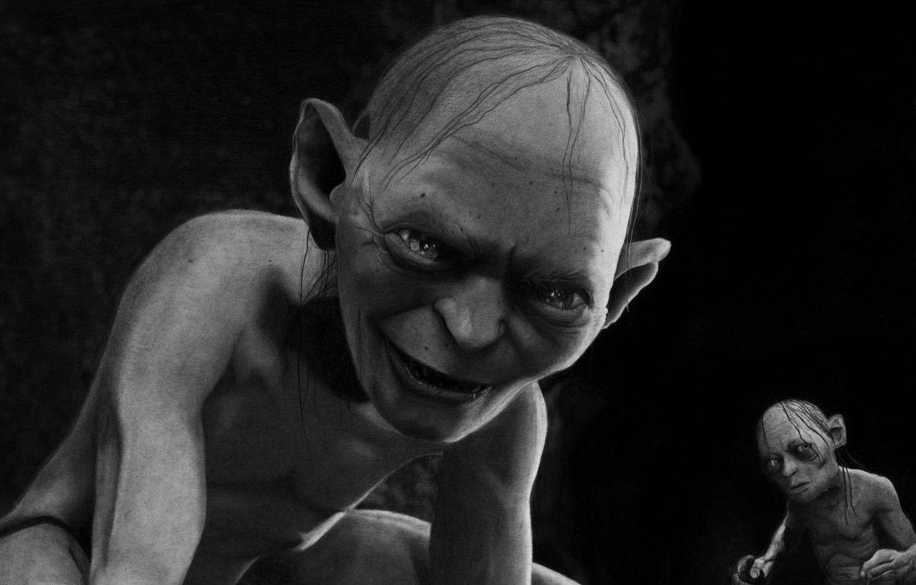 Gollum, Herr der Ringe, Hobbit, Kunst, Fantasy, 1340x850 HD Desktop