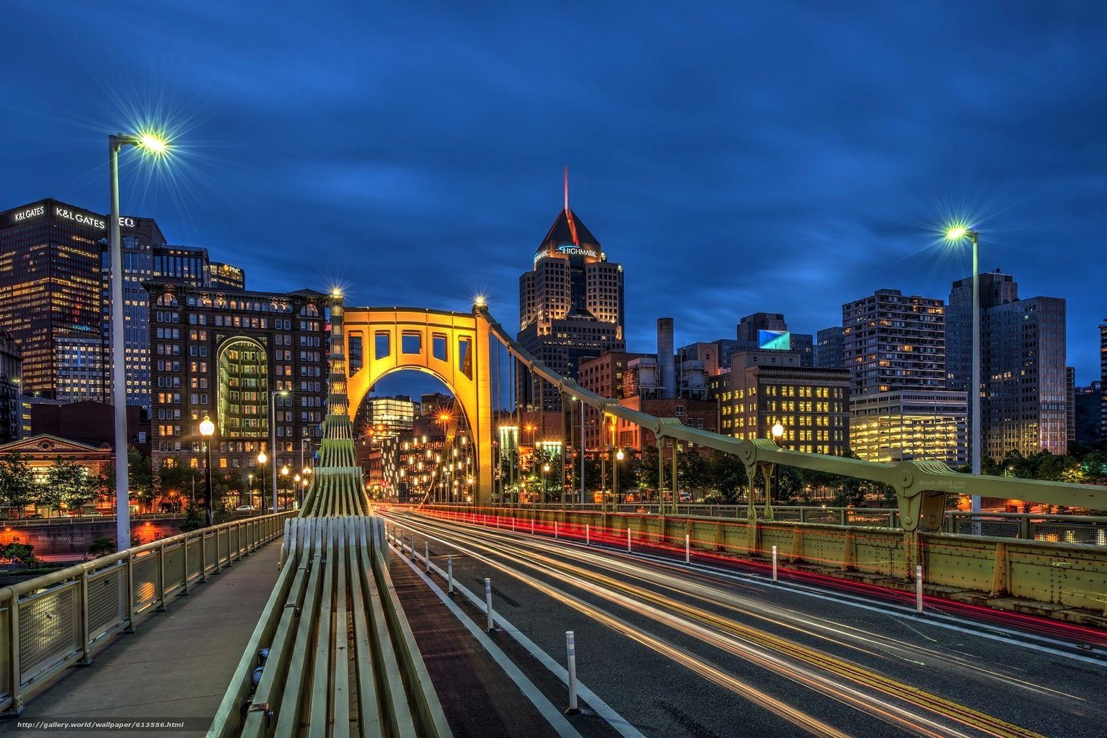 Pittsburgh, Stadt, Brücke, Nacht, Reisen, 1600x1070 HD Desktop