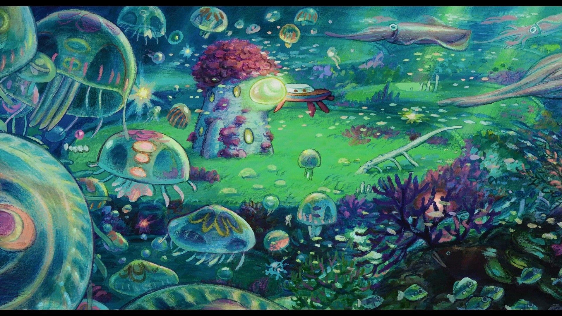 Ponyo, Anime, Studio Ghibli, Illustration, Meer, 1920x1080 Full HD Desktop