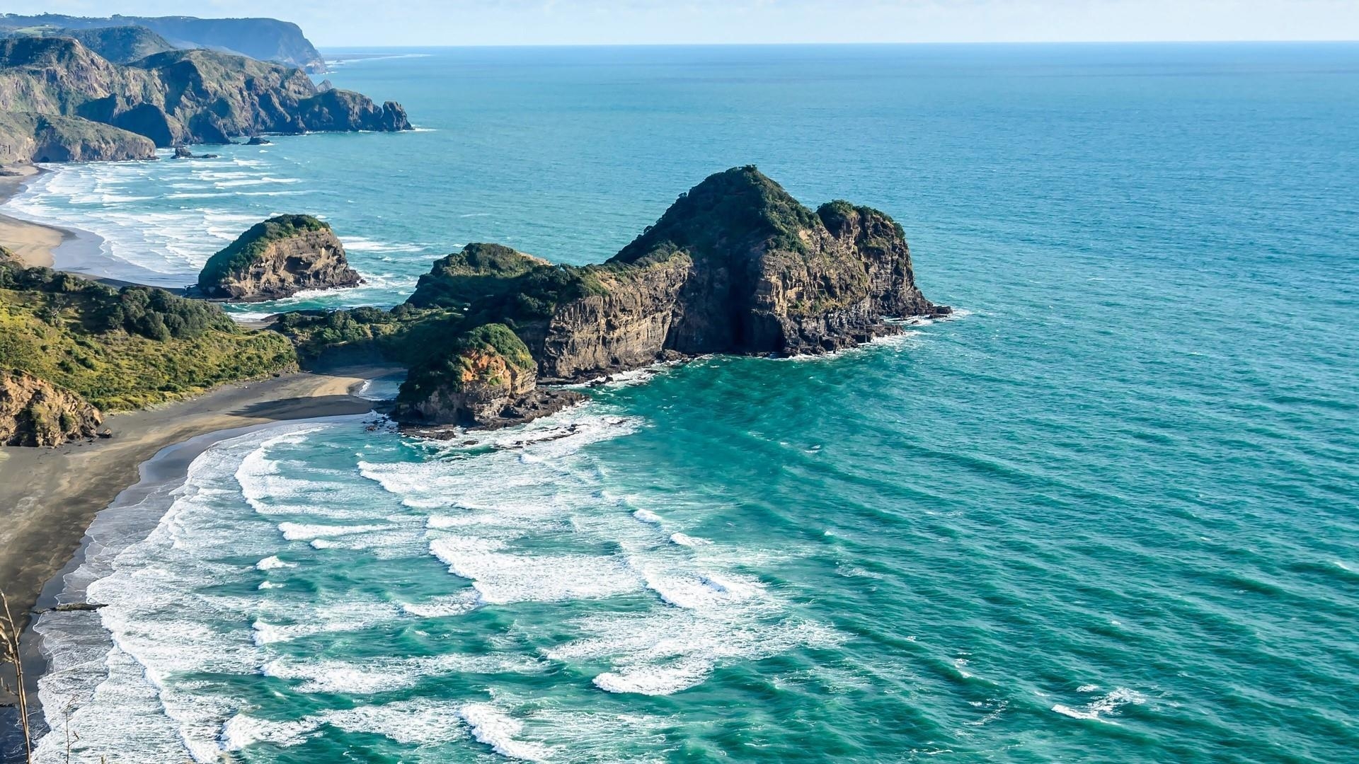 Bethells Beach, Neuseeland, Küste, Landschaft, Studio, 1920x1080 Full HD Desktop