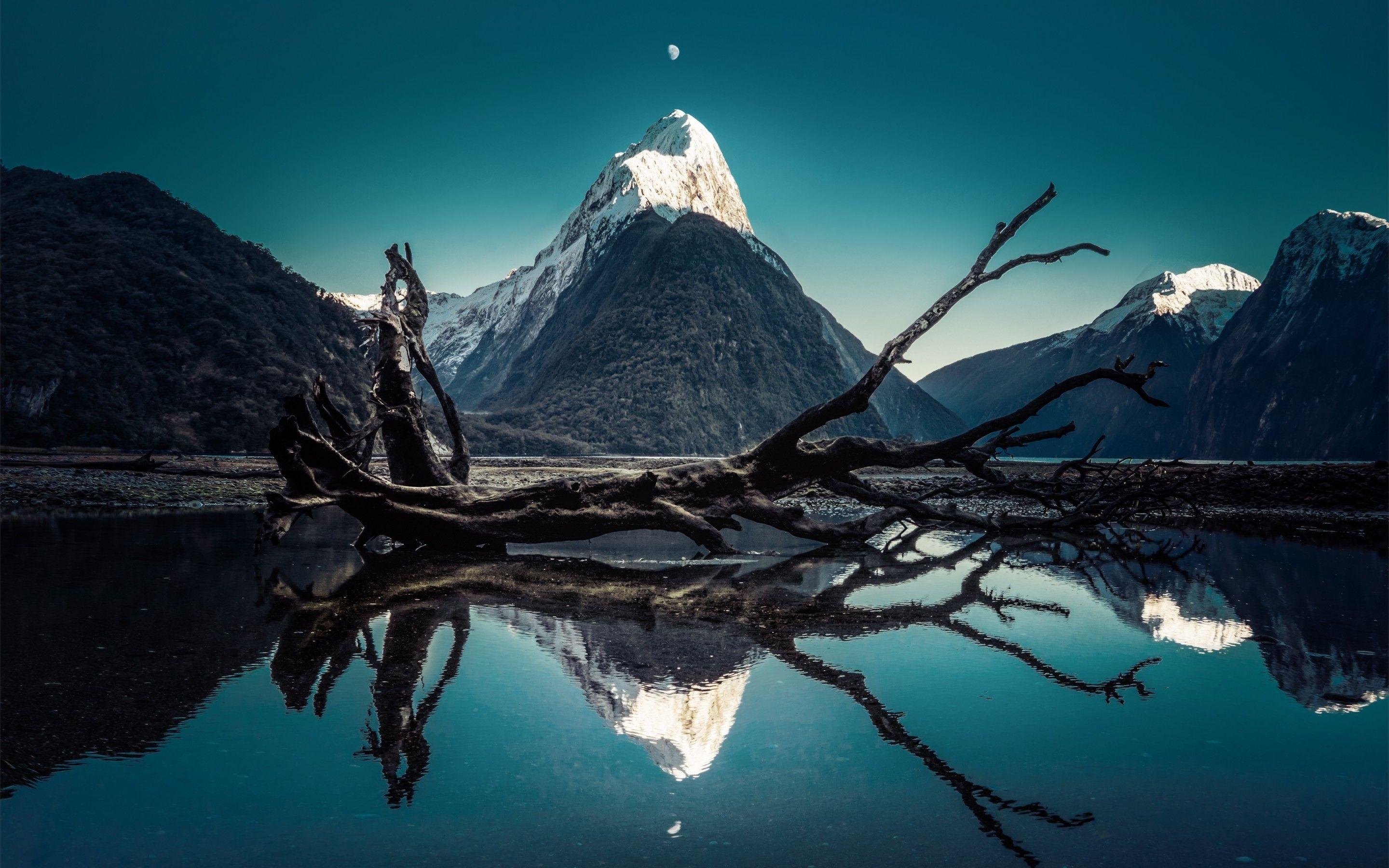 Mitre Peak, Milford Sound, Neuseeland, Schneeberge, Himmel, 2880x1800 HD Desktop