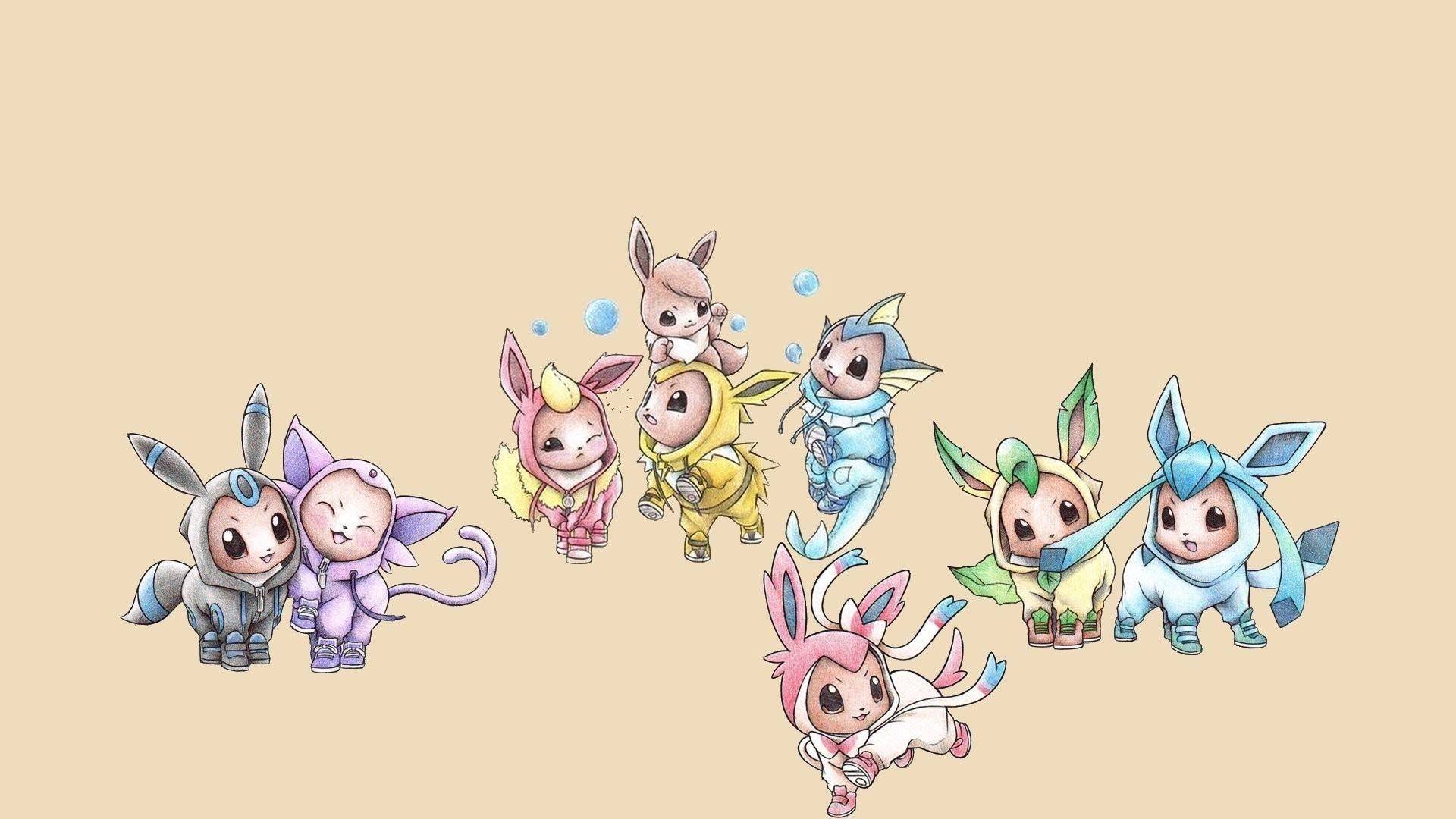 Flamara, Evoli, Vaporon, Psiana, Leafeon, 1920x1080 Full HD Desktop