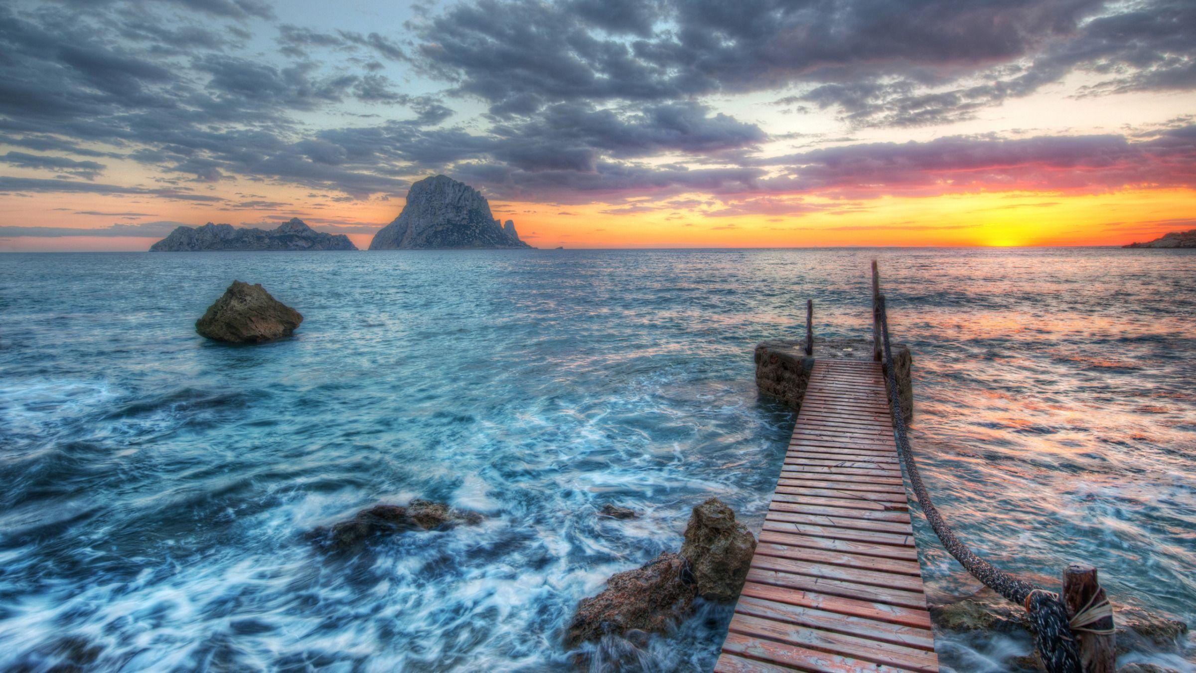 Ibiza, Mittelmeer, Strand, Sonnenuntergang, Entspannen, 2400x1350 HD Desktop