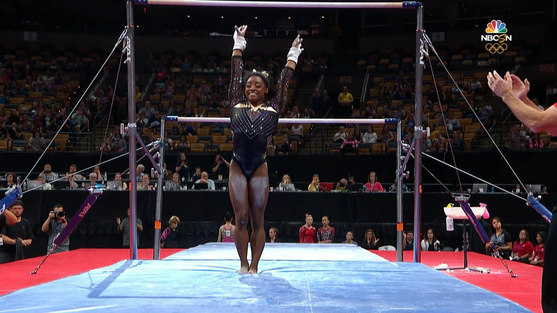 Simone Biles, Barrenübung, 2018, US Gymnastik, Performance, 1920x1080 Full HD Desktop