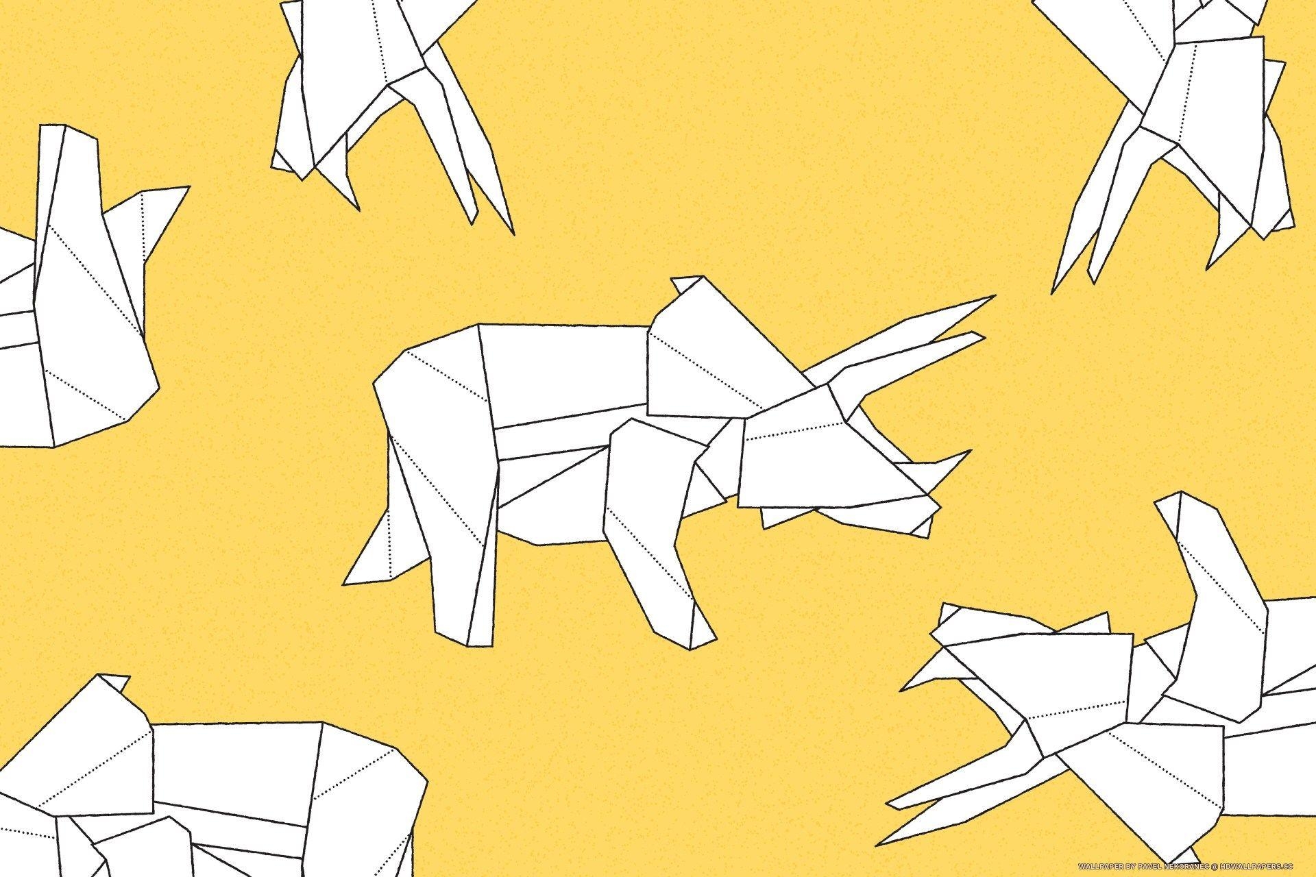 Origami, Triceratops, Papierkunst, Handwerk, Dinosaurier, 1920x1280 HD Desktop