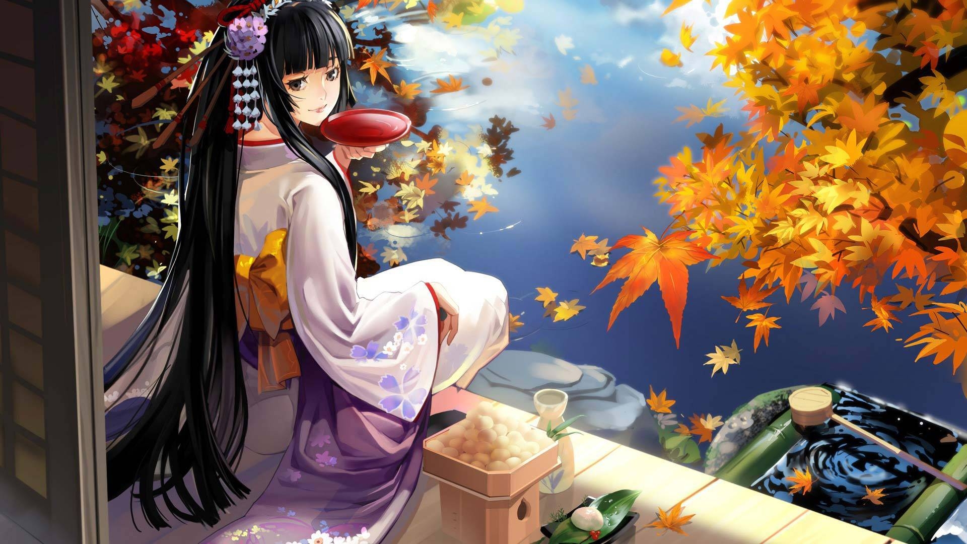 Anime-Mädchen, Kimono, Kleid, HD, Zeichnung, 1920x1080 Full HD Desktop