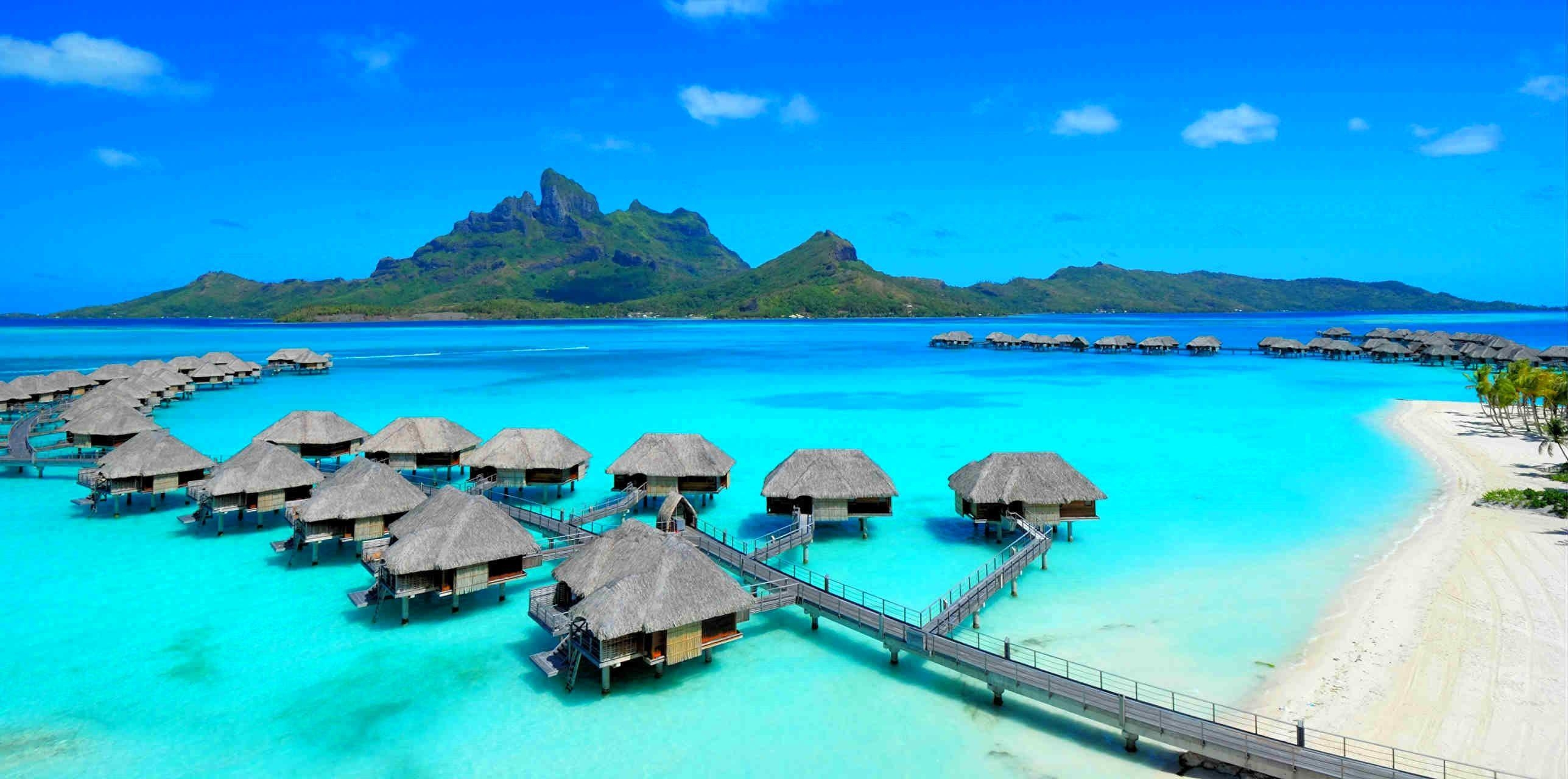 Ozean, Berge, Sommer, Bora Bora, Türkis, 2580x1280 Dual Screen Desktop