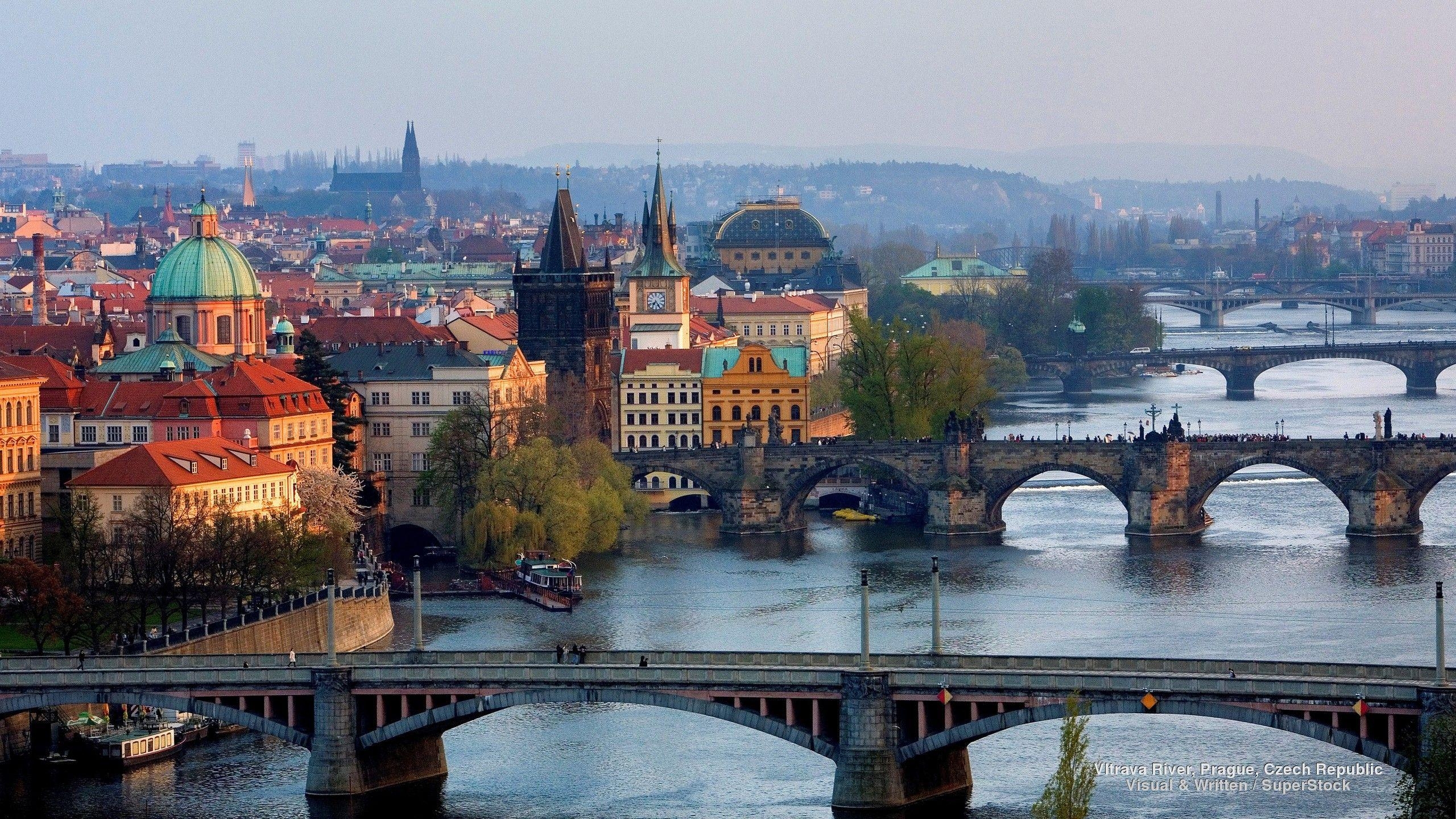 Stadtbild, Brücken, Architektur, Dual-Monitor, Prag, 2560x1440 HD Desktop