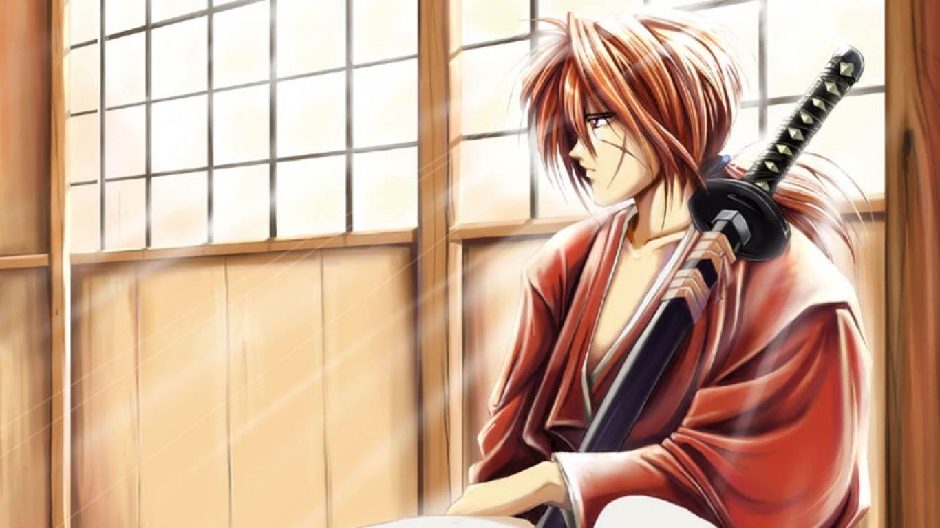 Kenshin Himura, Rurouni, Anime, Samurai, Krieger, 1370x770 HD Desktop