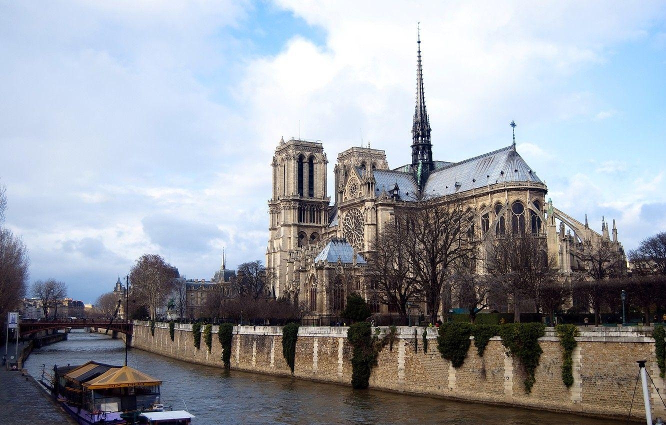 Paris, Himmel, Fluss, Notre Dame, Frankreich, 1340x850 HD Desktop