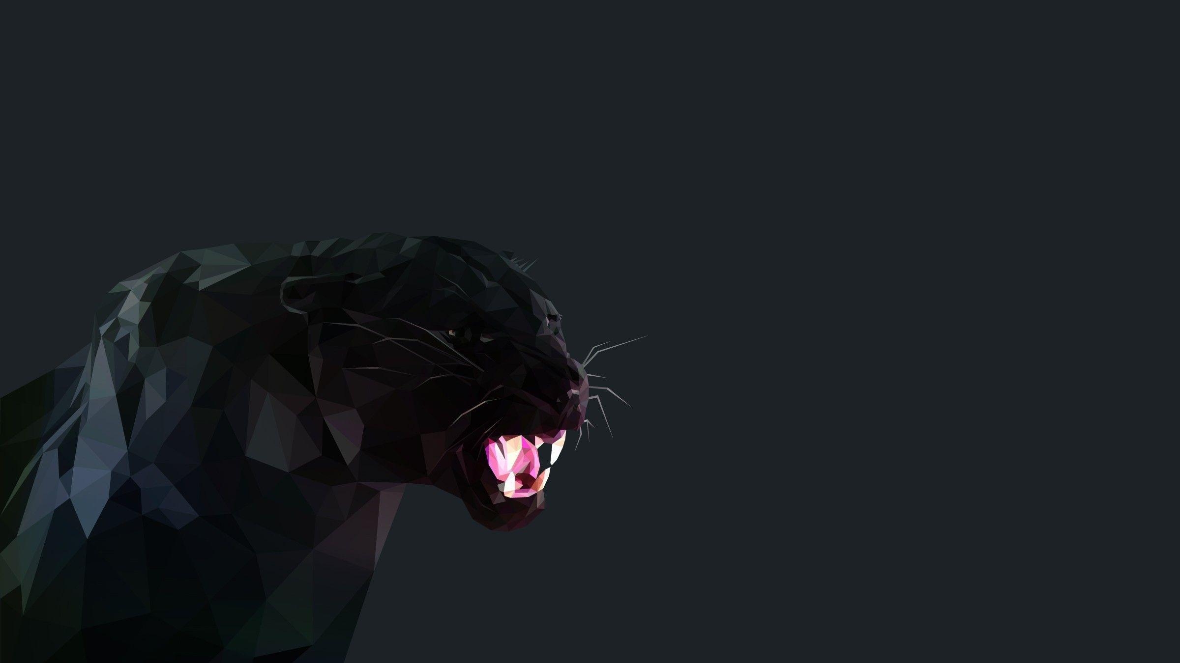 Schwarzer Panther, Katze, Low Poly, HD, Mobil, 2400x1350 HD Desktop