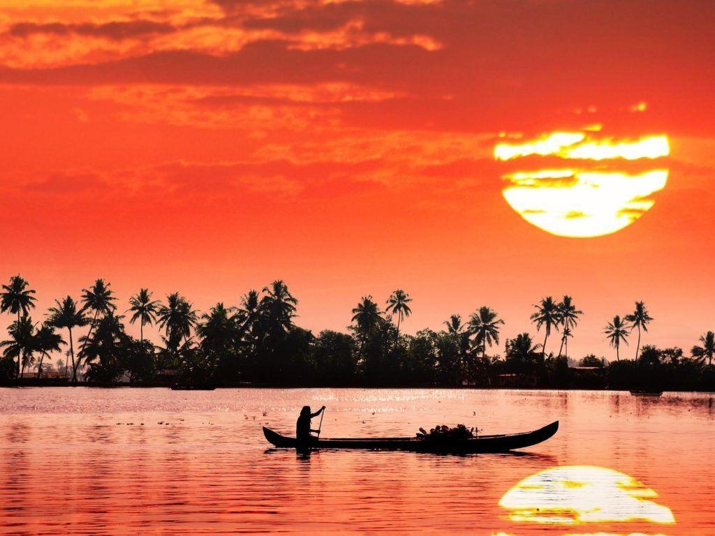 Kochi, Kerala, Indien, Roter Himmel, Landschaft, 1030x770 HD Desktop