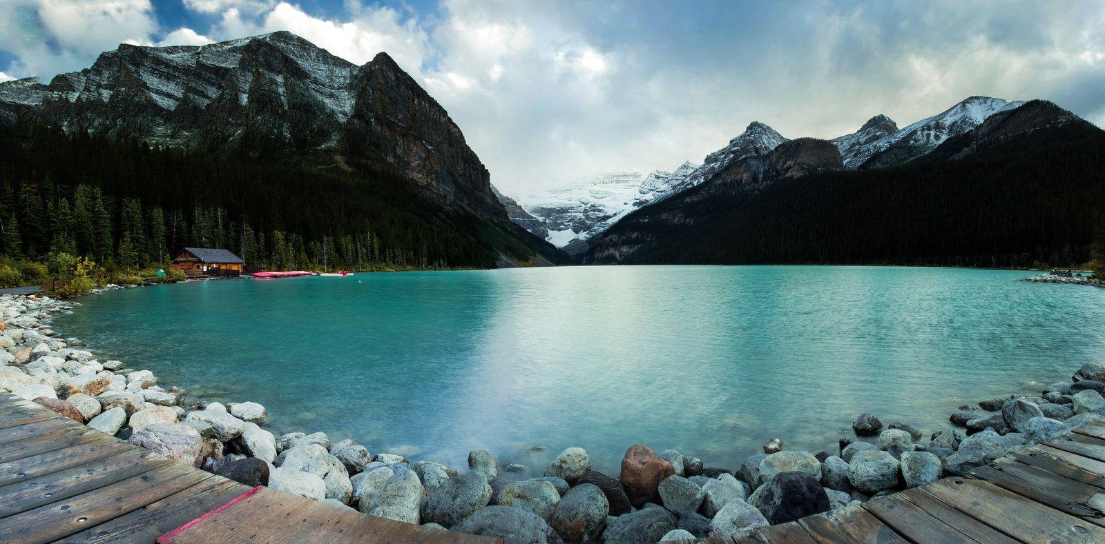 Chateau Lake Louise, Kanada, Hotel, See, Landschaft, 1600x790 Dual Screen Desktop