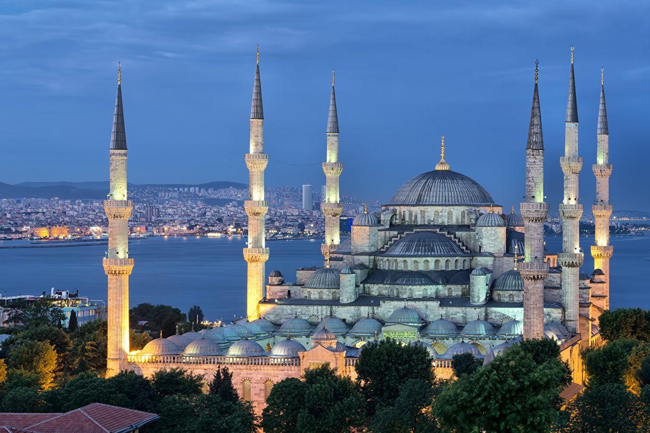 Istanbul, Sultan Ahmed, Moschee, Türkei, Nacht, 1280x860 HD Desktop