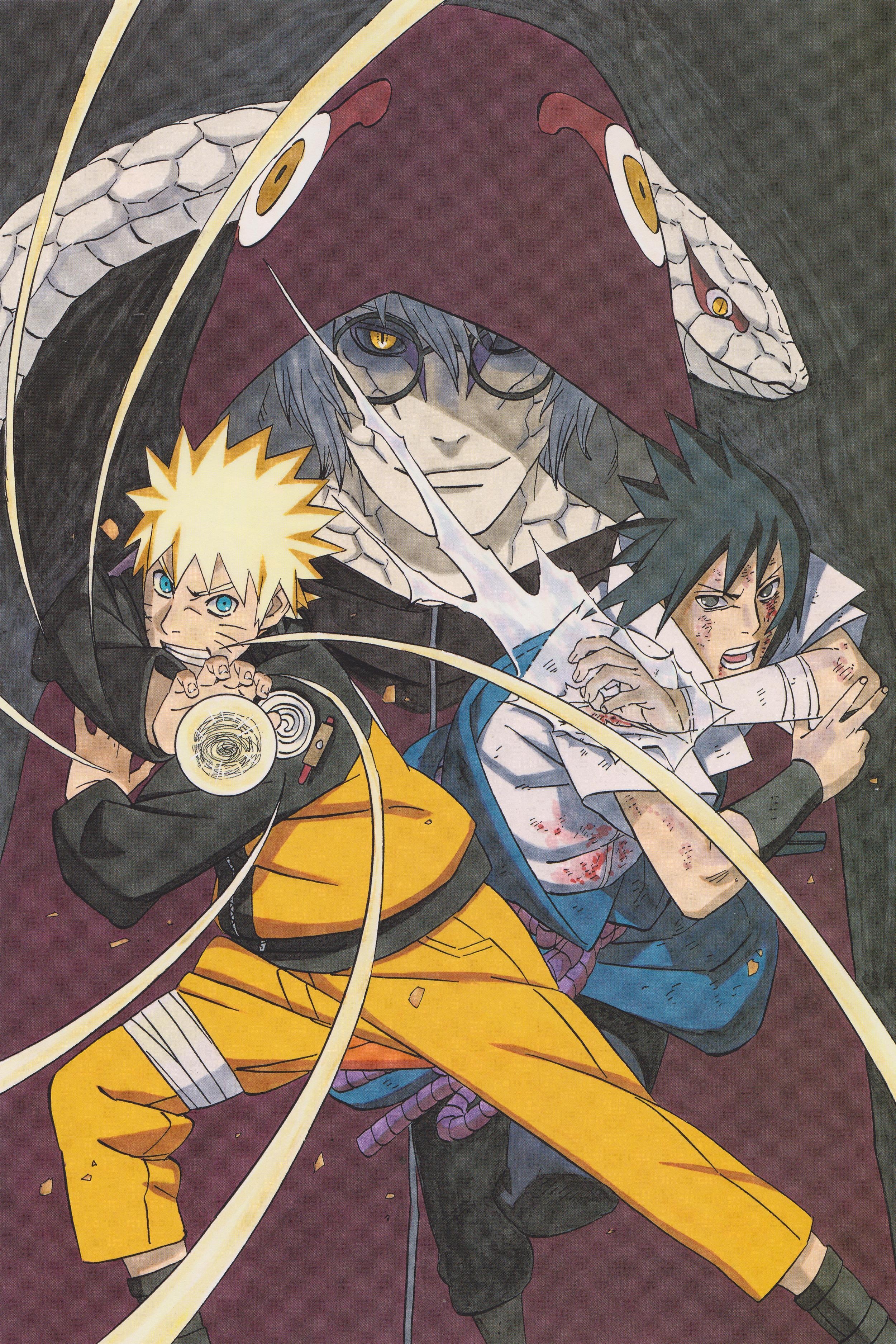 Naruto, Sasuke, Kabuto, Schlange, Anime, 2500x3750 4K Handy