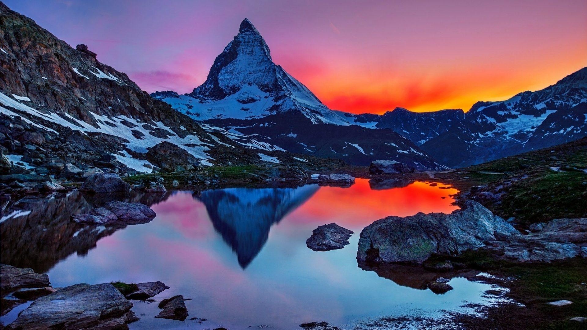 Matterhorn, Gruppenfoto, Schweiz, Alpen, Reisen, 1920x1080 Full HD Desktop