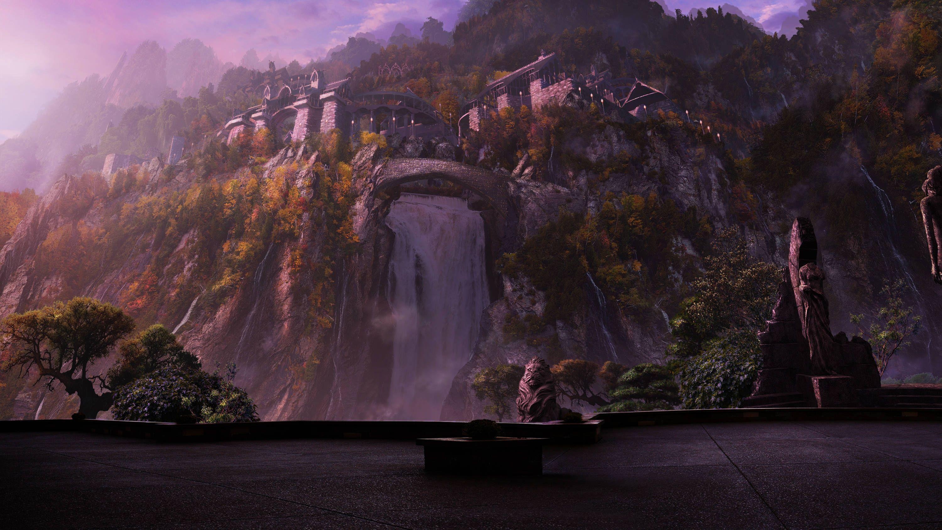 Rivendell, Bild, Film, Fantasy, Hintergrund, 3000x1690 HD Desktop