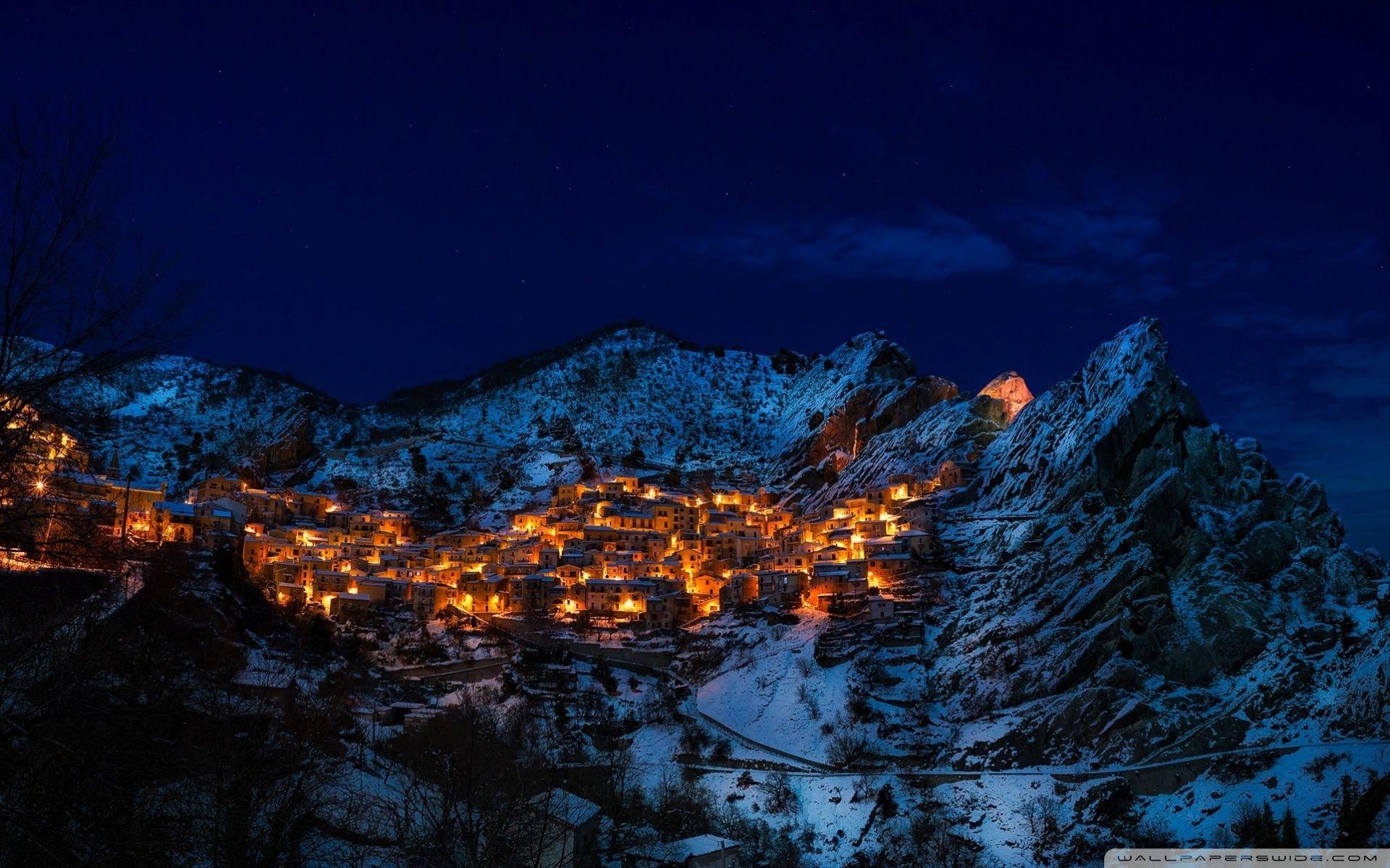 Castelmezzano, Nacht, Italien, 4K, HD, 1920x1200 HD Desktop