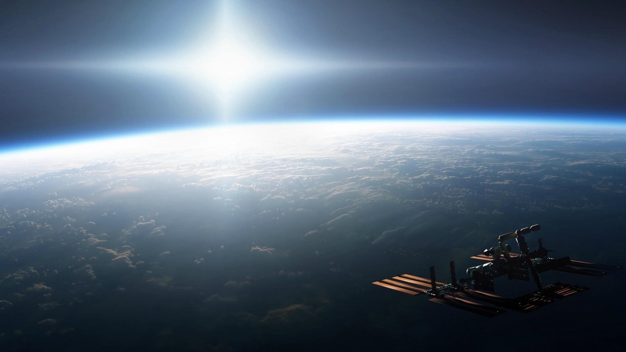 Internationale, Raumstation, ISS, Hintergrund, Weltraum, 2560x1440 HD Desktop