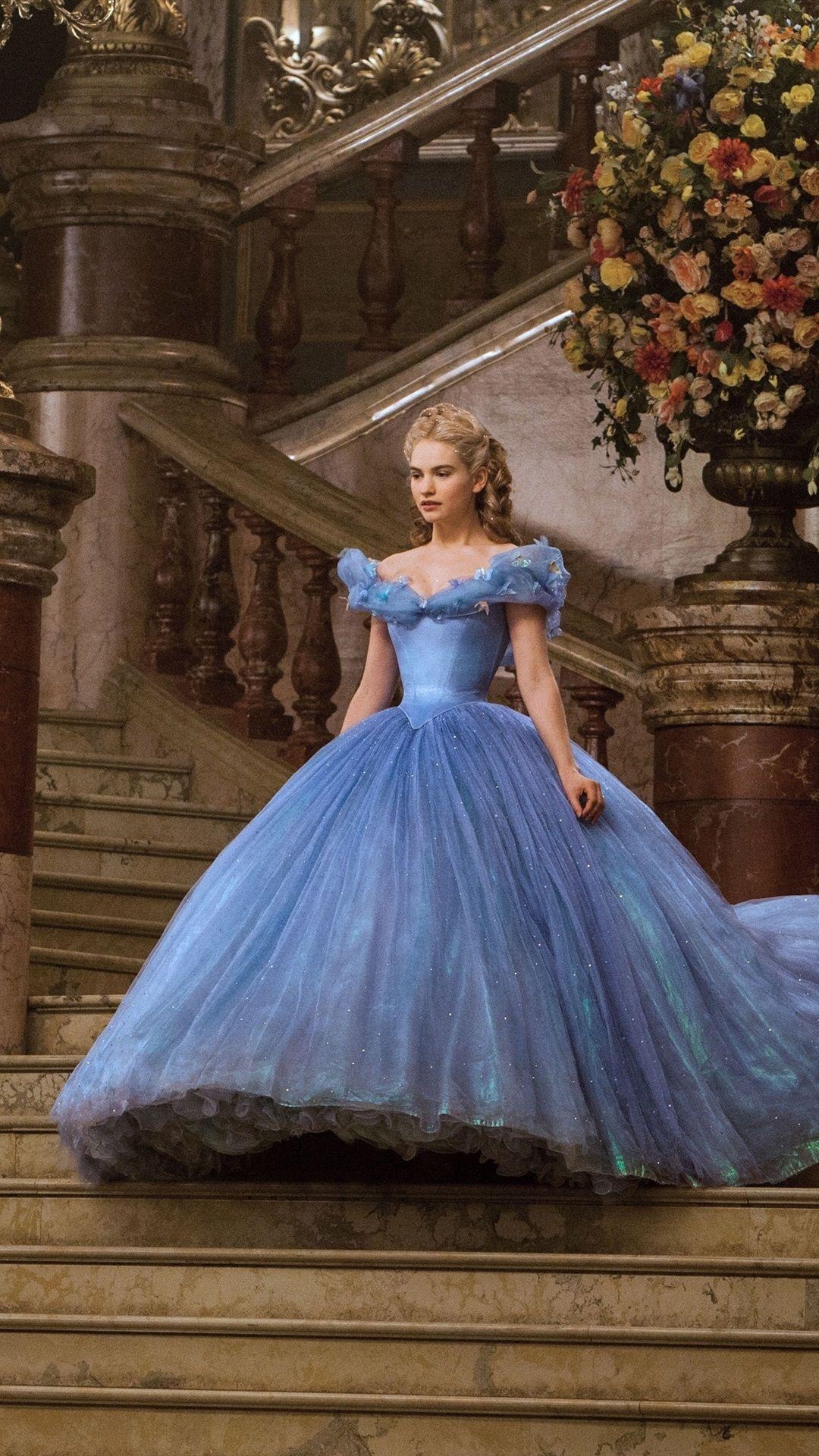 Lily James, Cinderella, iPhone, Disney, Film, 1080x1920 Full HD Handy