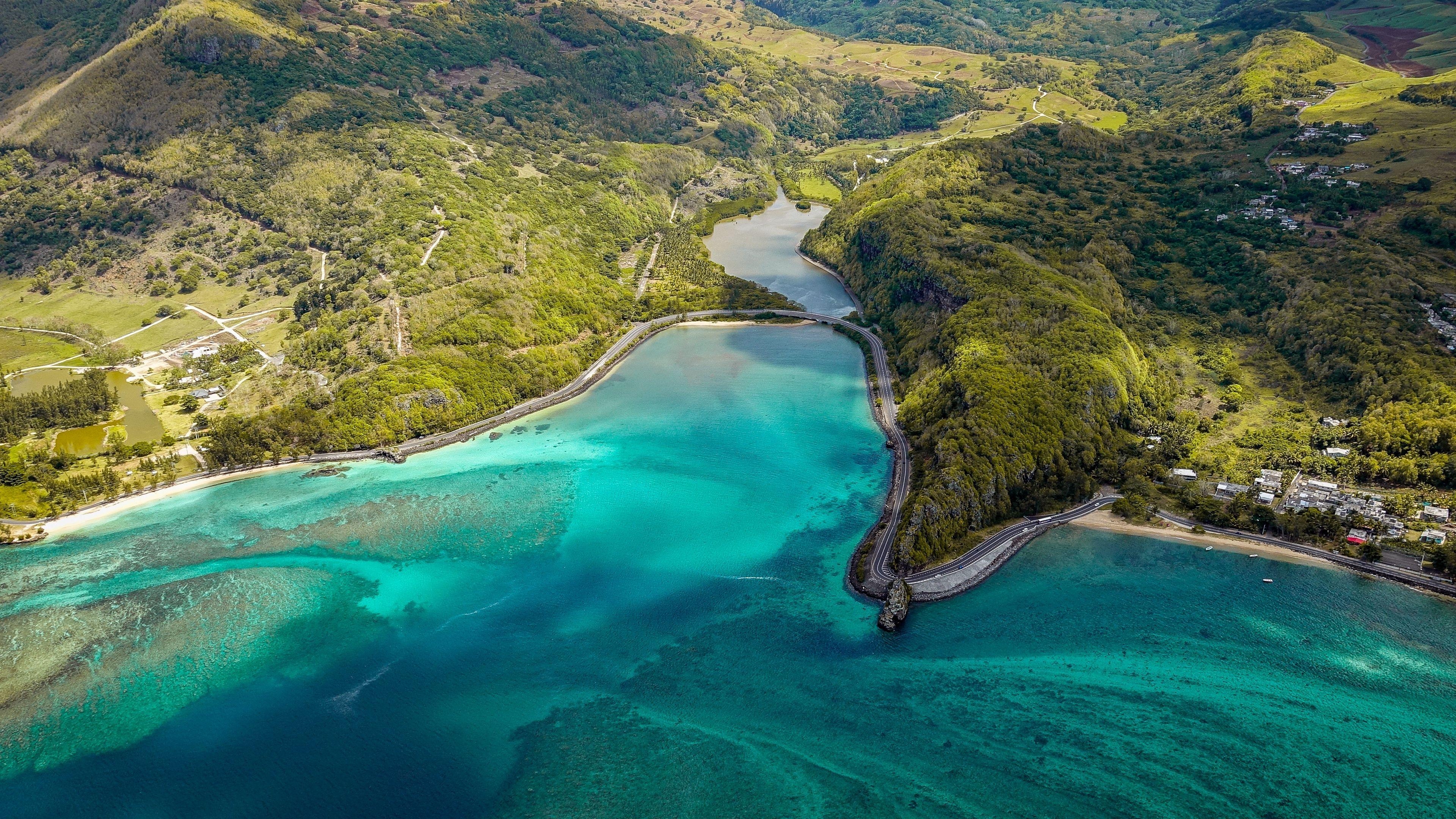 Mauritius, Insel, Luftaufnahme, Ozean, Ansicht, 3840x2160 4K Desktop