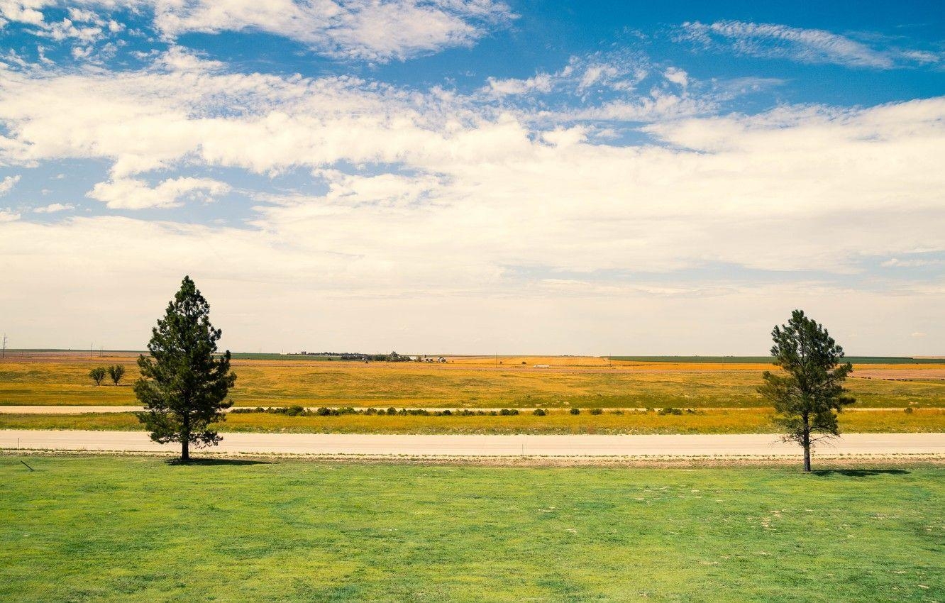 Kansas Landschaft, Bäume, Straße, USA, Natur, 1340x850 HD Desktop