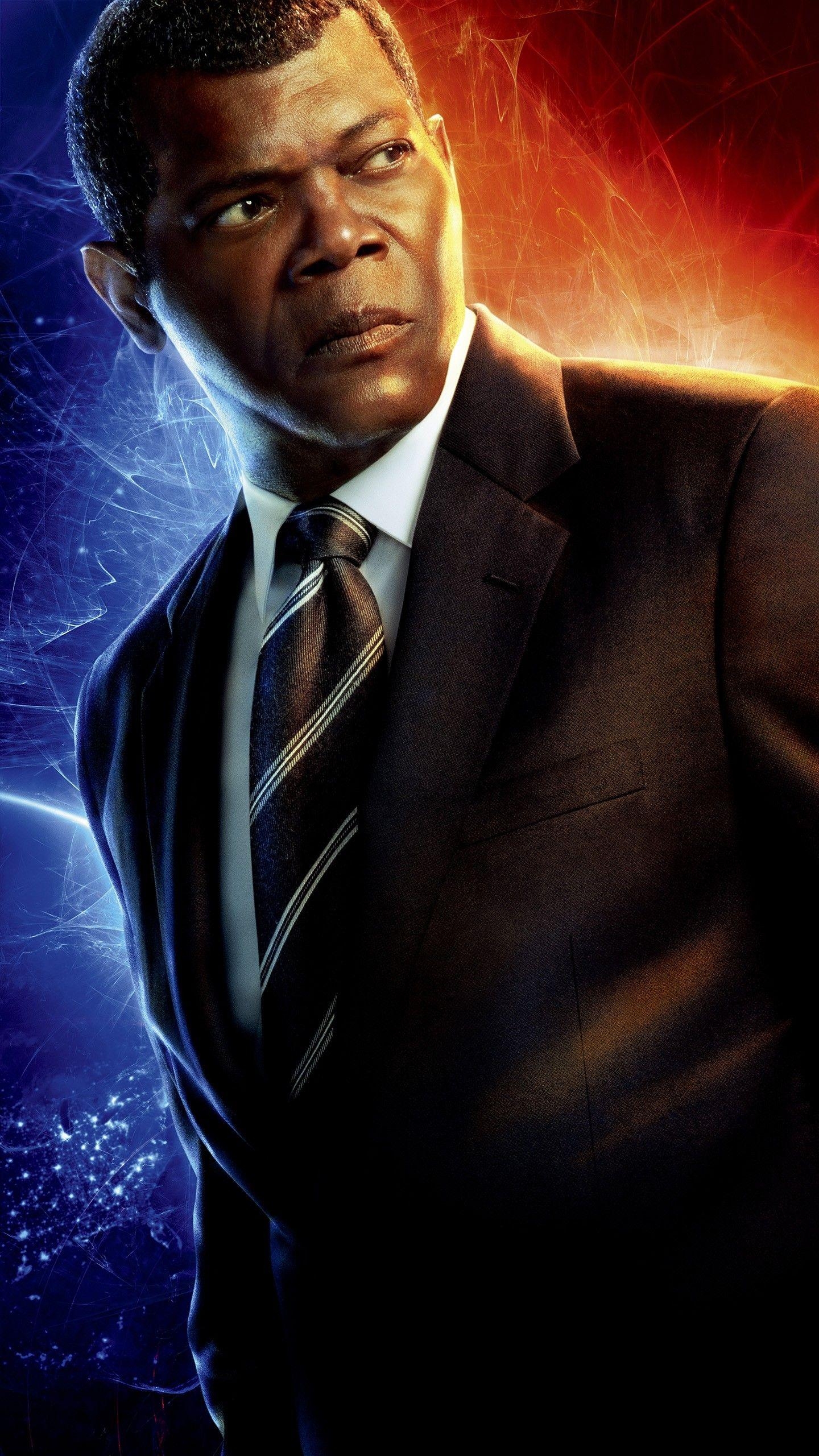 Samuel L. Jackson, Nick Fury, Captain Marvel, 4K, 5K, 1440x2560 HD Handy