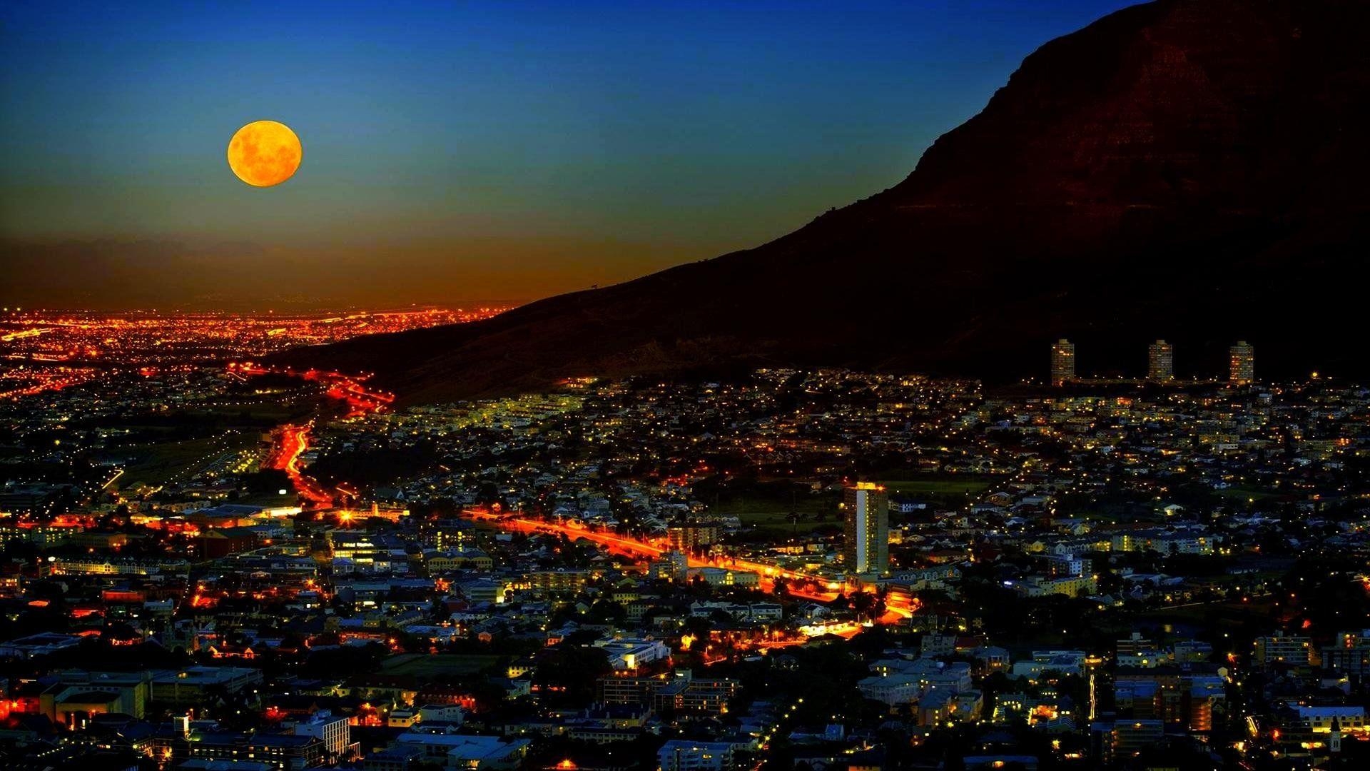 Kapstadt, Stadtlichter, Nacht, Südafrika, 1920x1080 Full HD Desktop