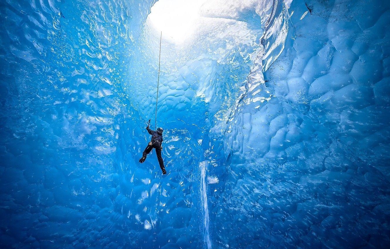 Eisklettern, Licht, Sport, Gletscher, Abenteuer, 1340x850 HD Desktop