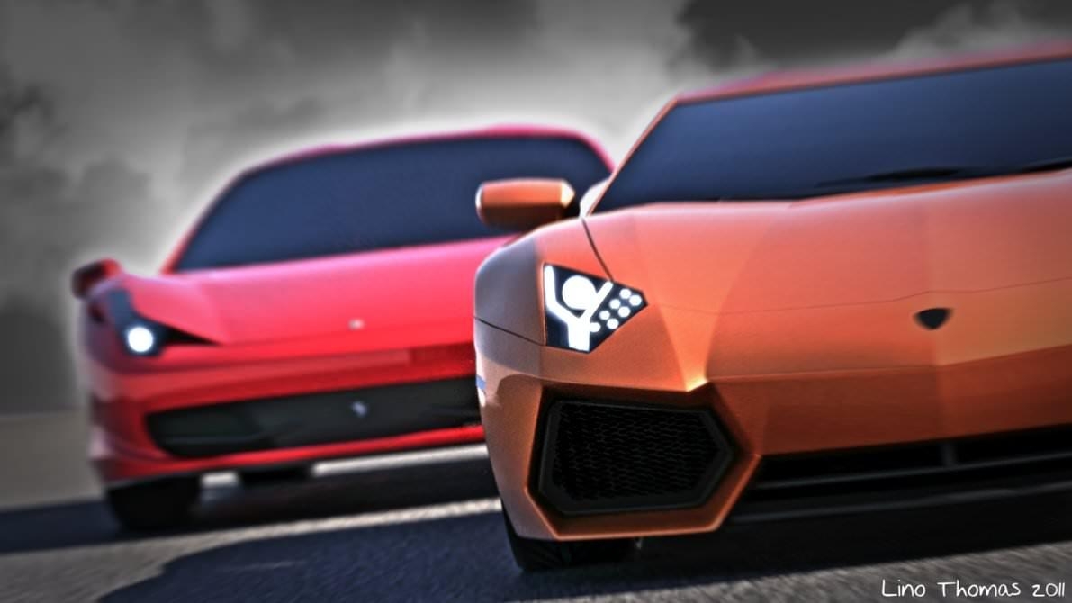 Lamborghini, Ferrari, Rivalen, Supersportwagen, Vergleich, 1200x670 HD Desktop