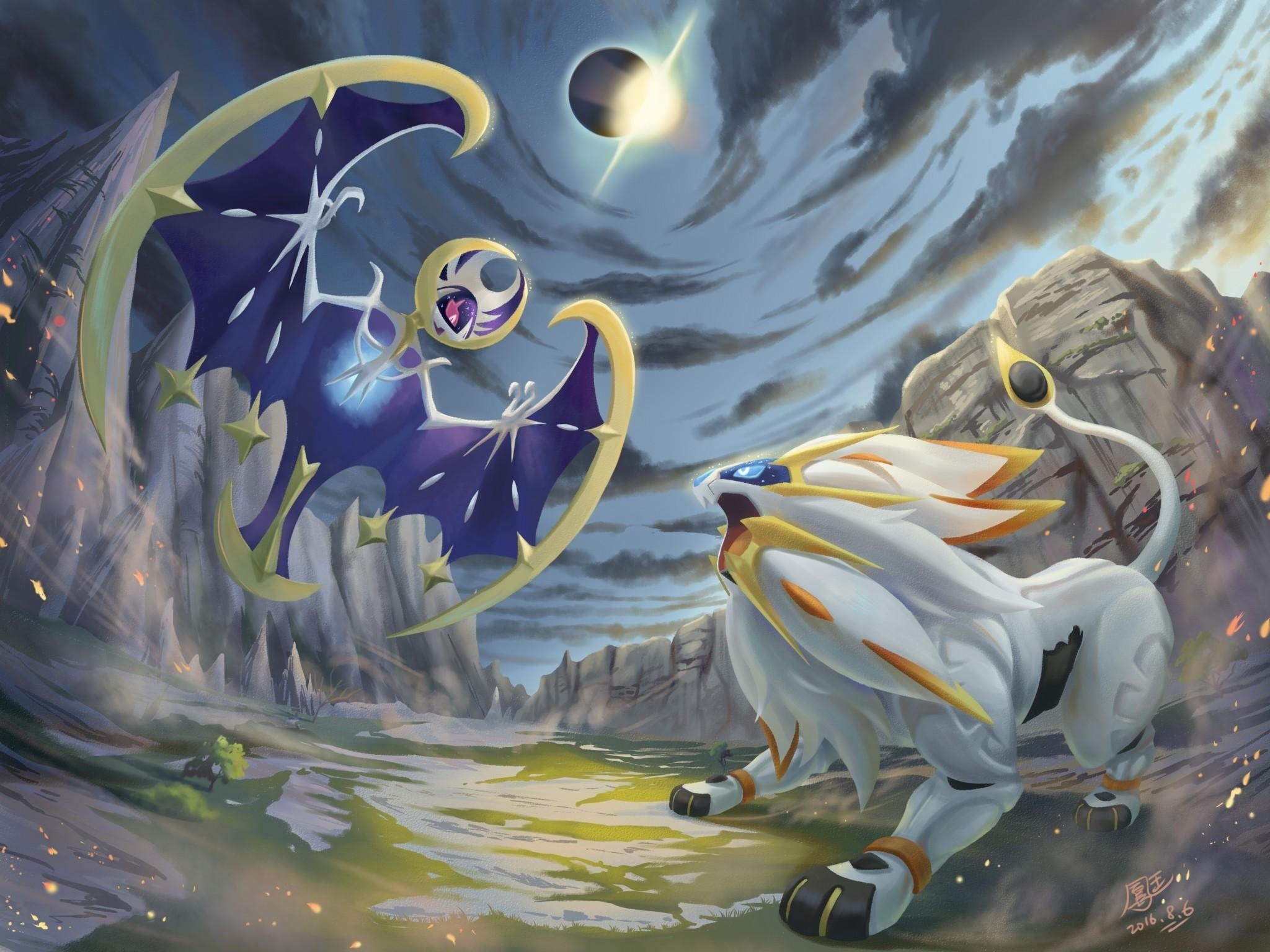 Lunala, Pokémon, Solgaleo, Kunstwerk, Herunterladen, 2050x1540 HD Desktop