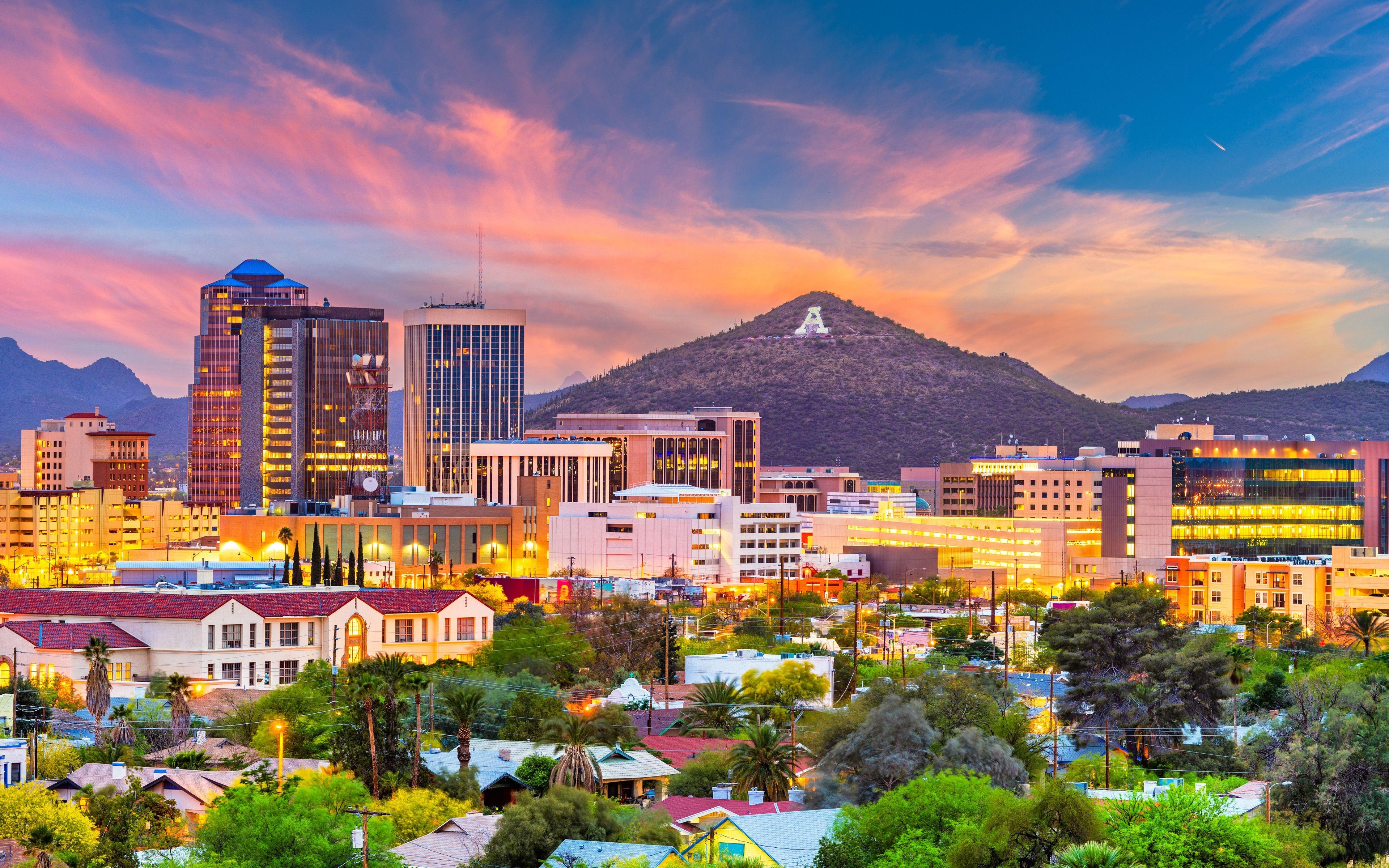 Tucson 4K, Stadtansichten, Sonnenuntergang, HDR, Amerika, 3840x2400 4K Desktop