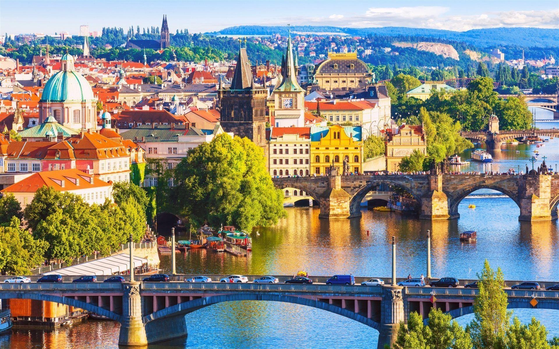 Karlsbrücke, Sommer, Prag, Vltava, Tschechien, 1920x1200 HD Desktop