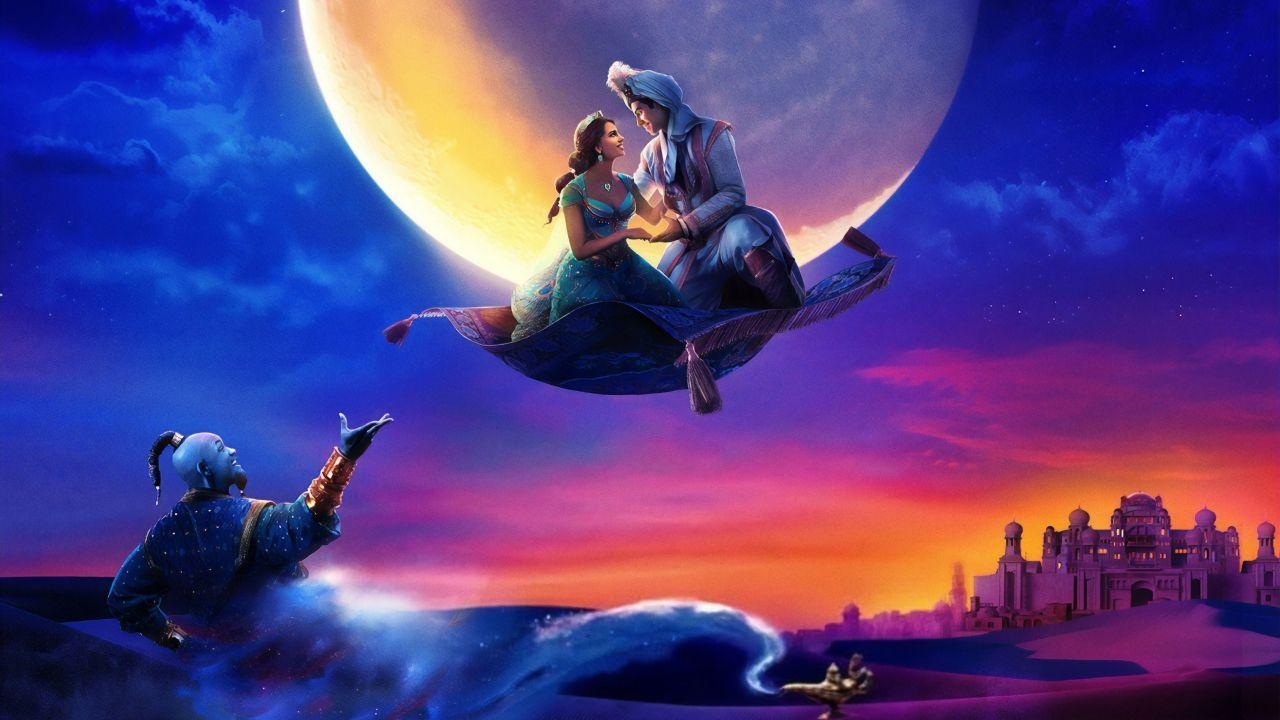 Aladdin, Dschinni, Naomi Scott, Prinzessin Jasmin, Film, 1280x720 HD Desktop