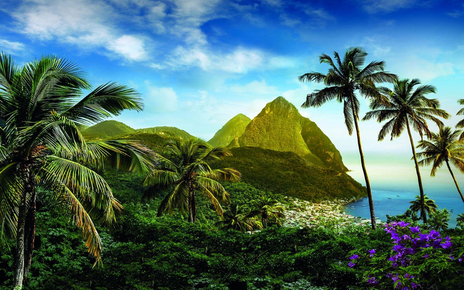 Saint Lucia, Insel, Strand, Karibik, Bannergrafik, 1920x1200 HD Desktop